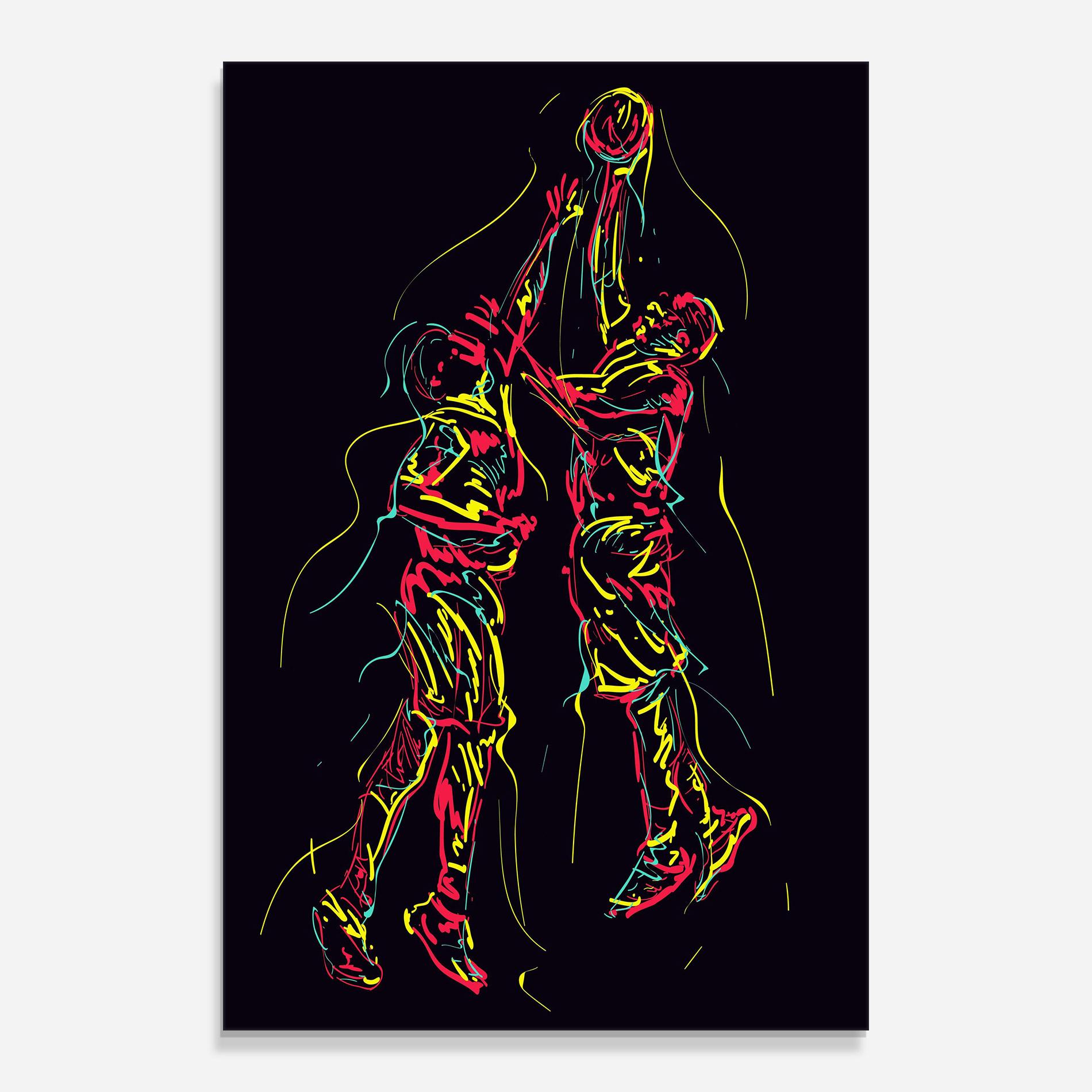 Tablou Sticla Basket Line Jump mockup 0