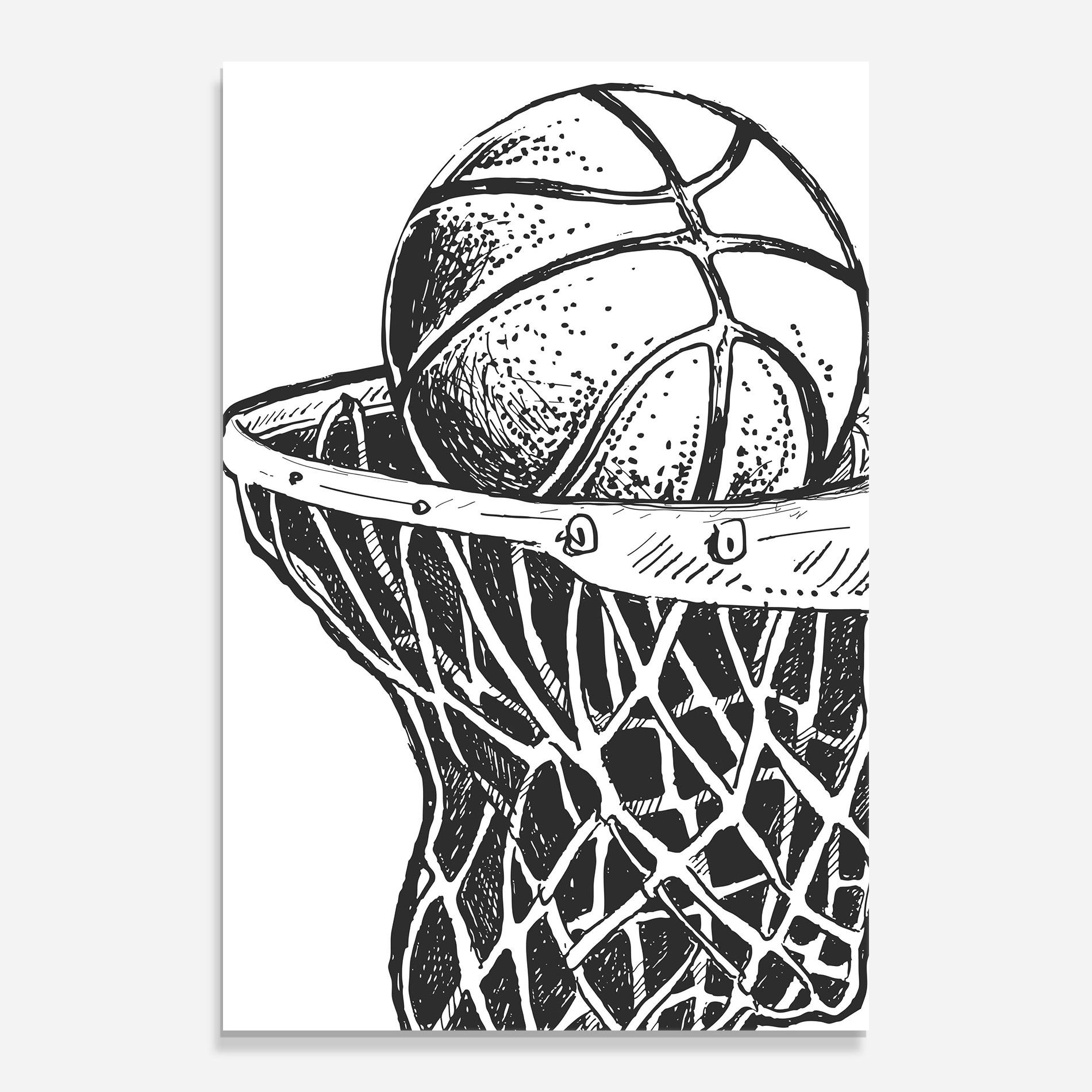 Tablou Sticla Basketball Grey Hoop mockup 0