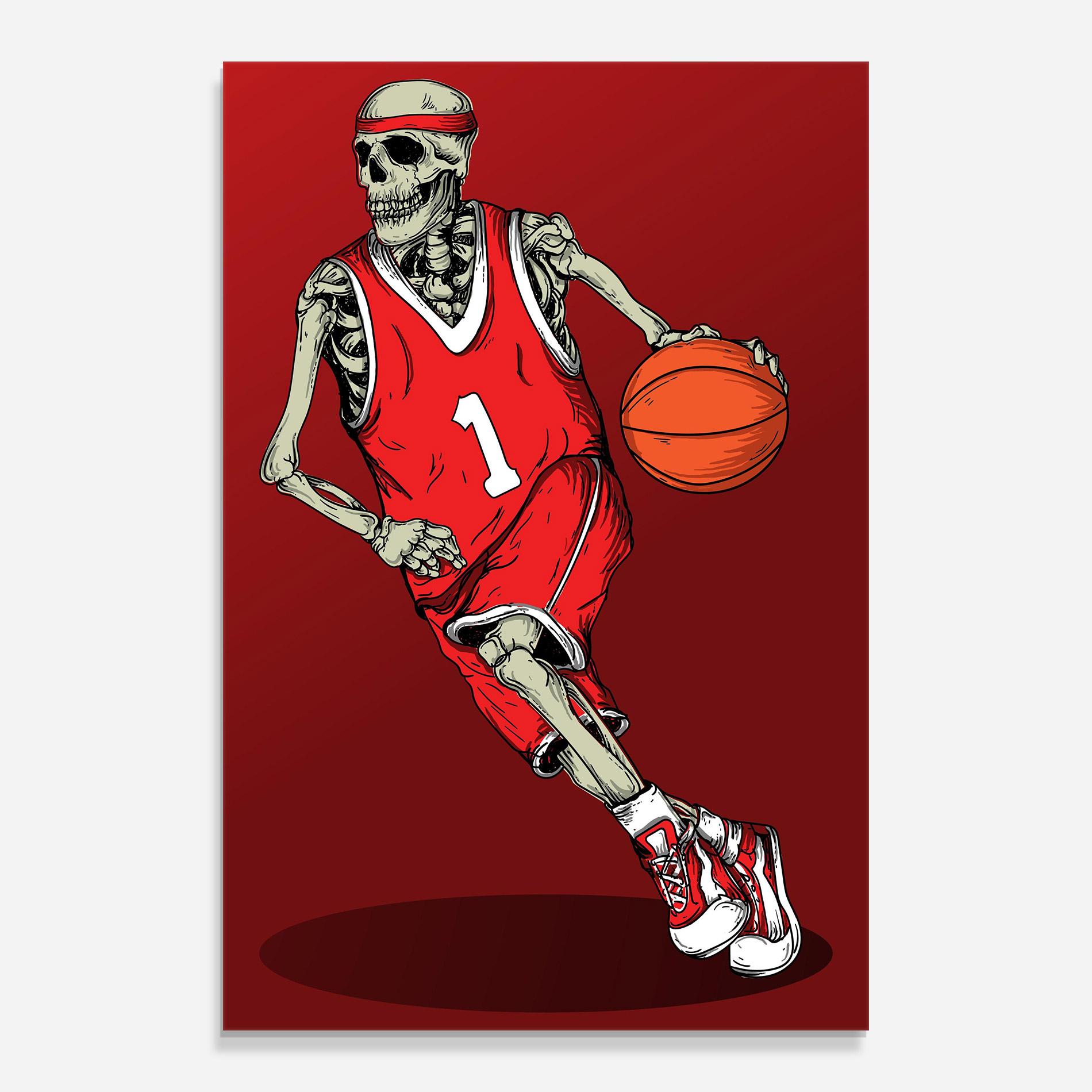 Tablou Sticla Basketball Skull mockup 0