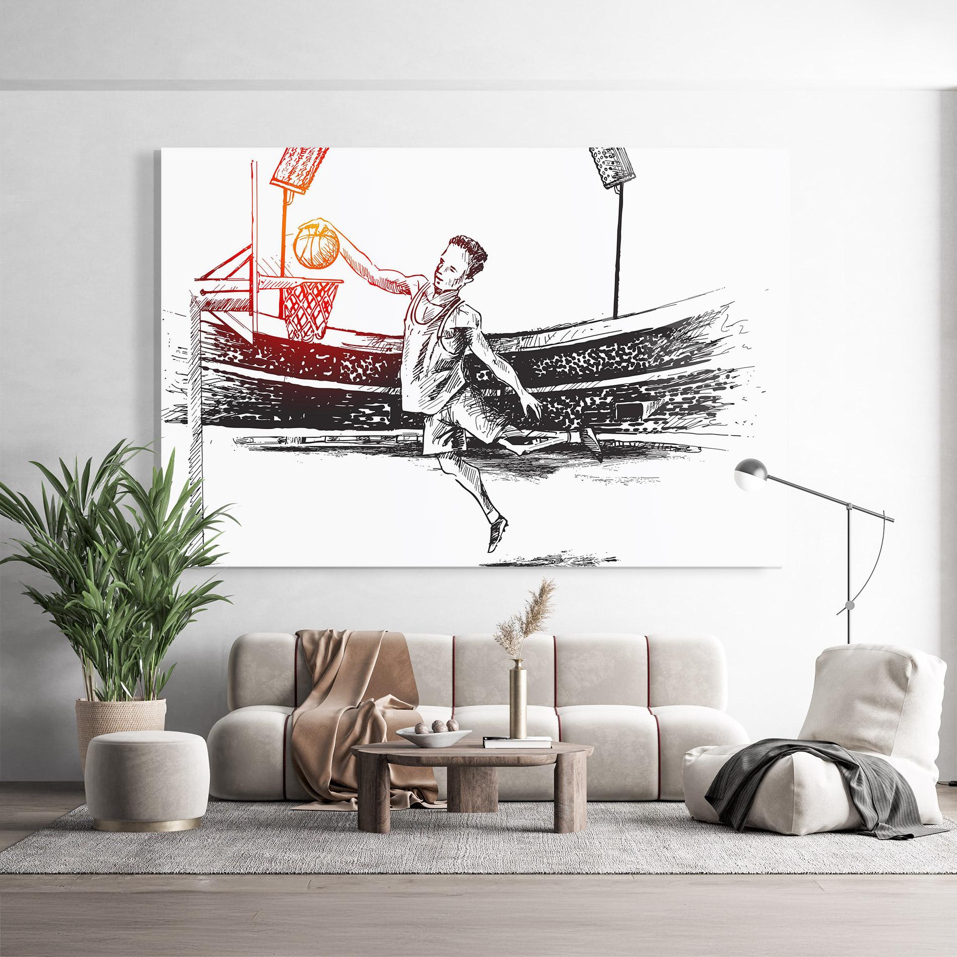 Tablou Sticla Basket Arena mockup 9