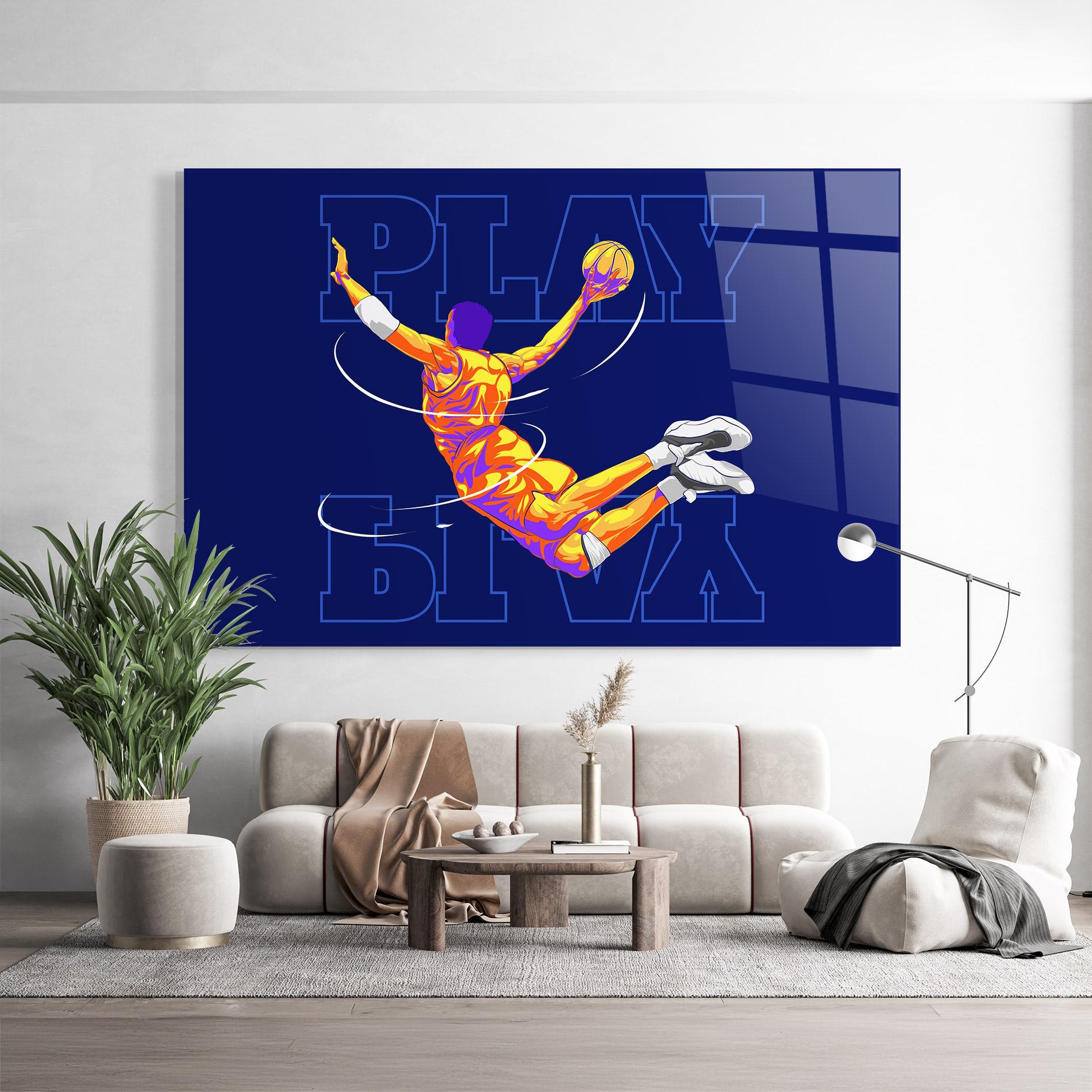 Tablou Sticla Basketball Blue mockup 9
