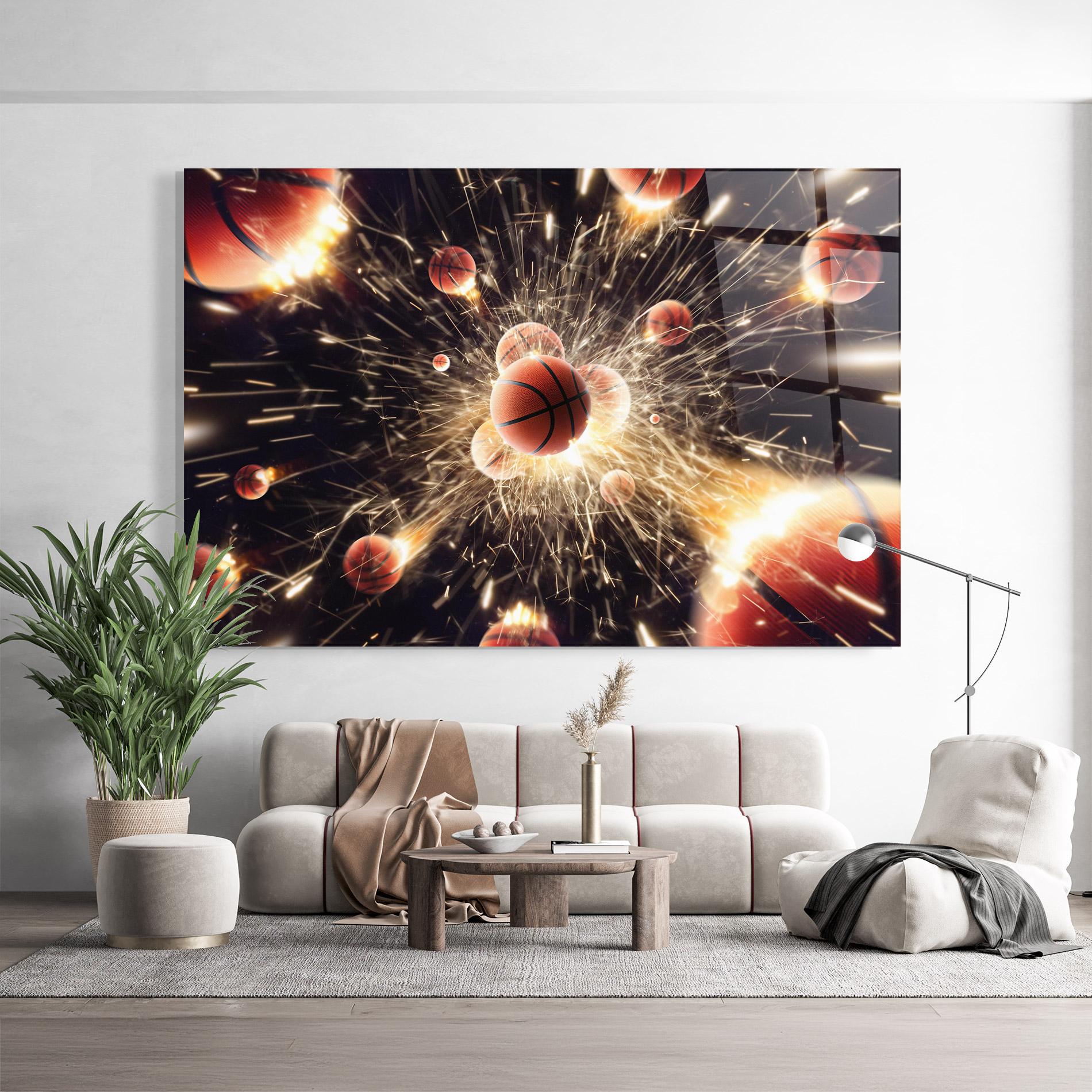 Tablou Sticla Basketball Explosion mockup 9