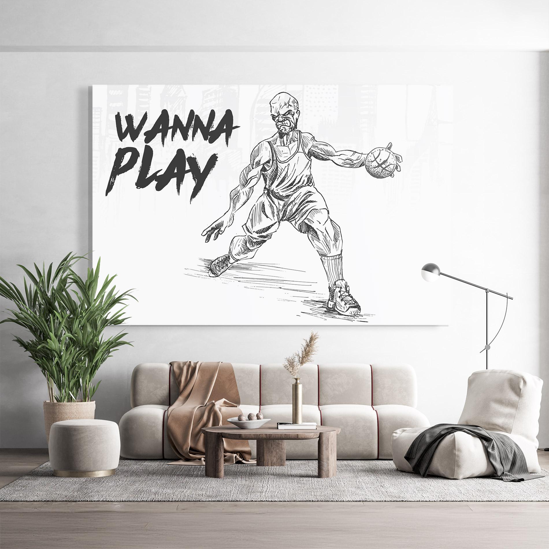 Tablou Sticla Wanna Play Basket mockup 9