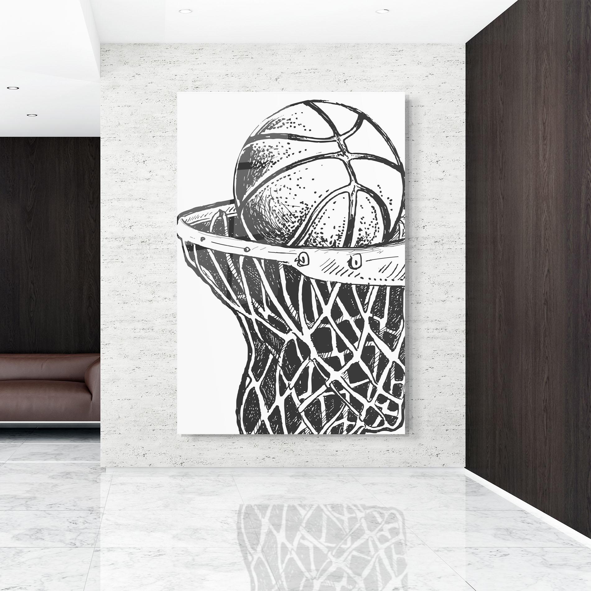 Tablou Sticla Basketball Grey Hoop mockup 9