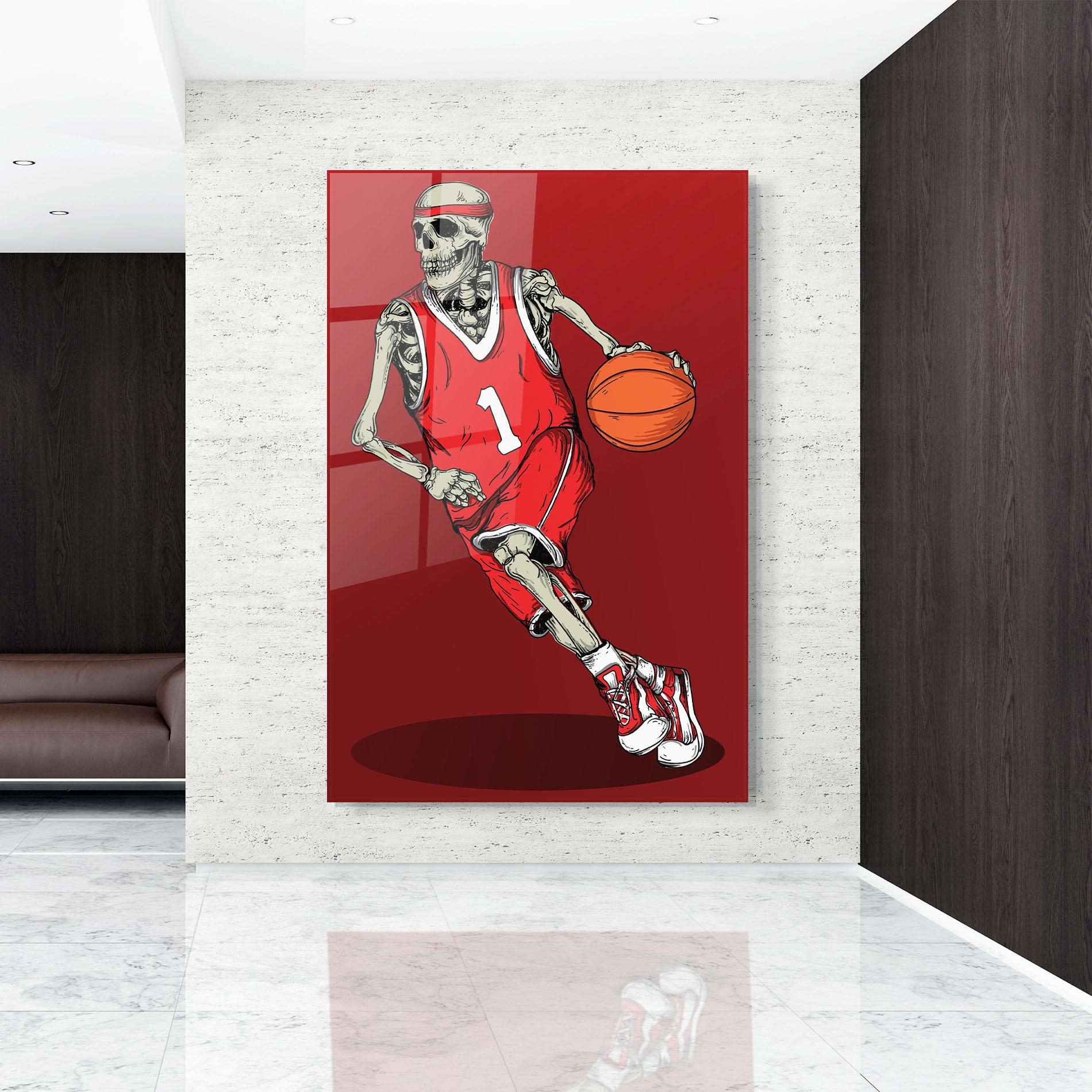 Tablou Sticla Basketball Skull mockup 9