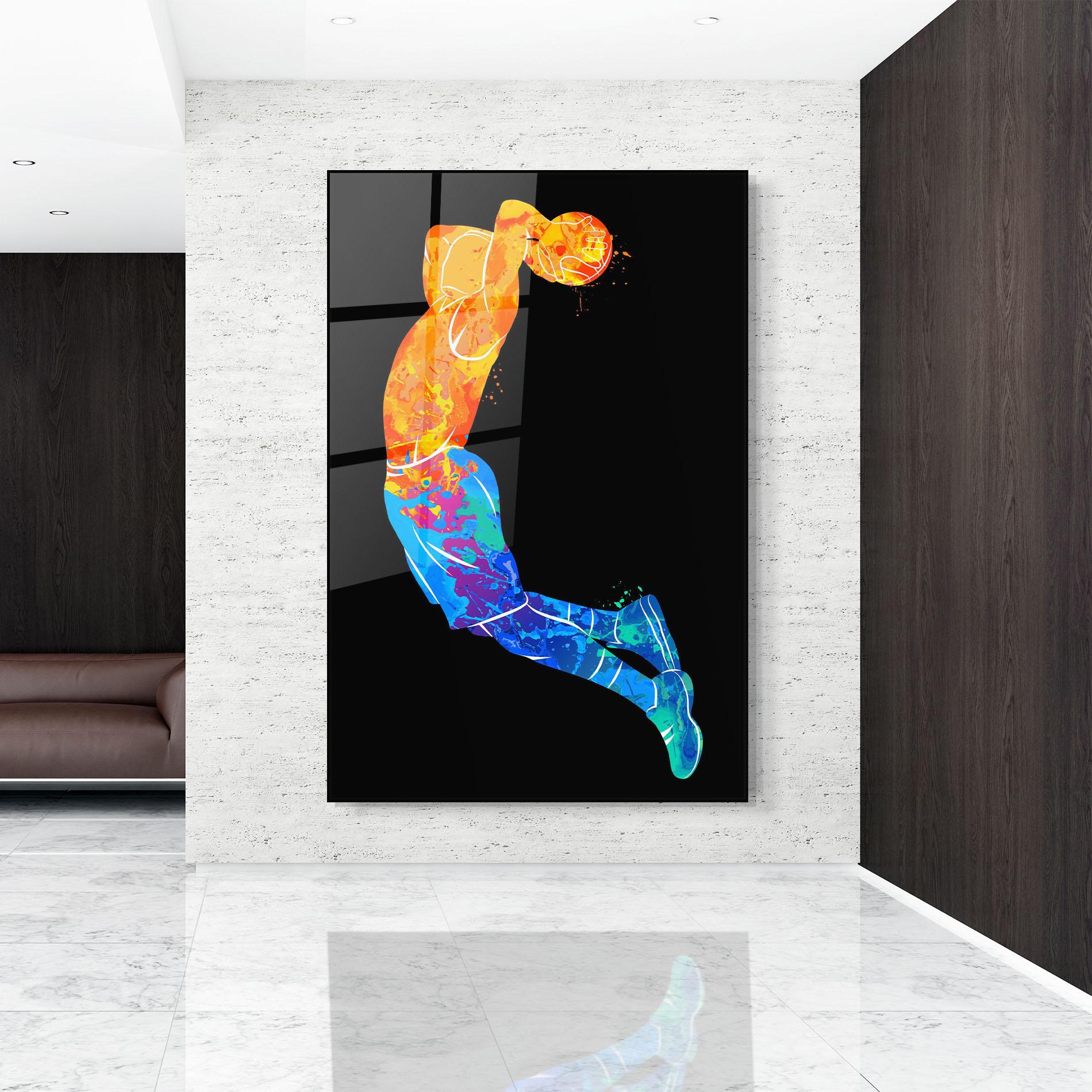 Tablou Sticla Blue Orange Basket mockup 9