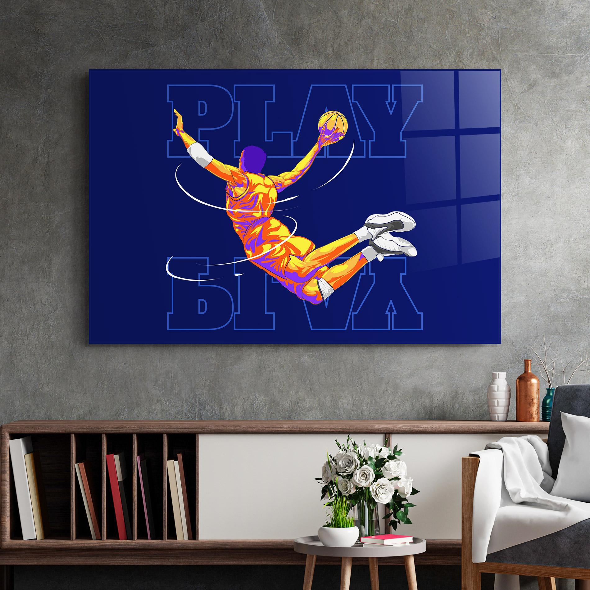 Tablou Sticla Basketball Blue mockup 2