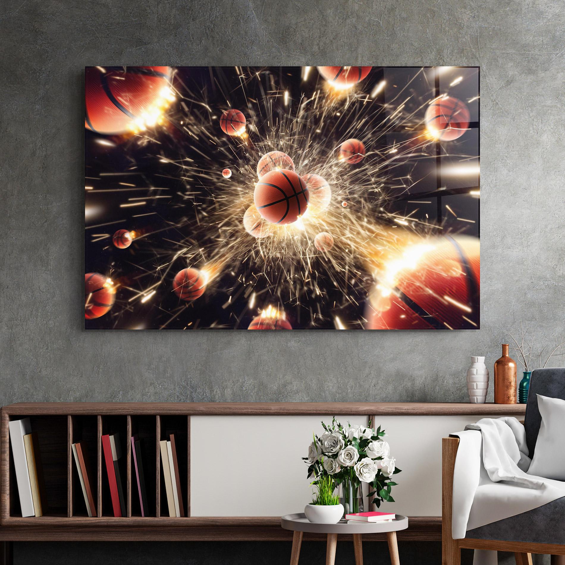 Tablou Sticla Basketball Explosion mockup 2