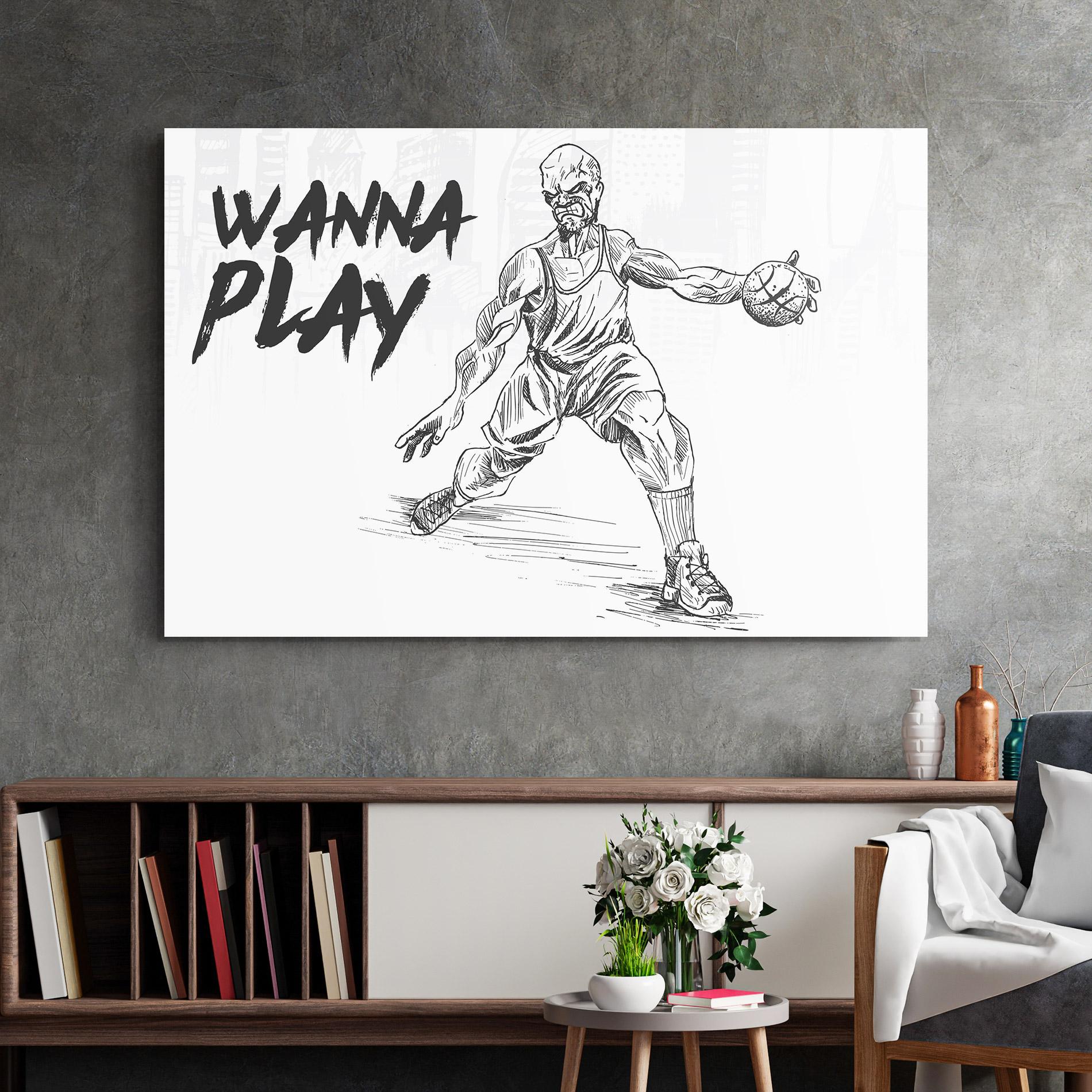 Tablou Sticla Wanna Play Basket mockup 2