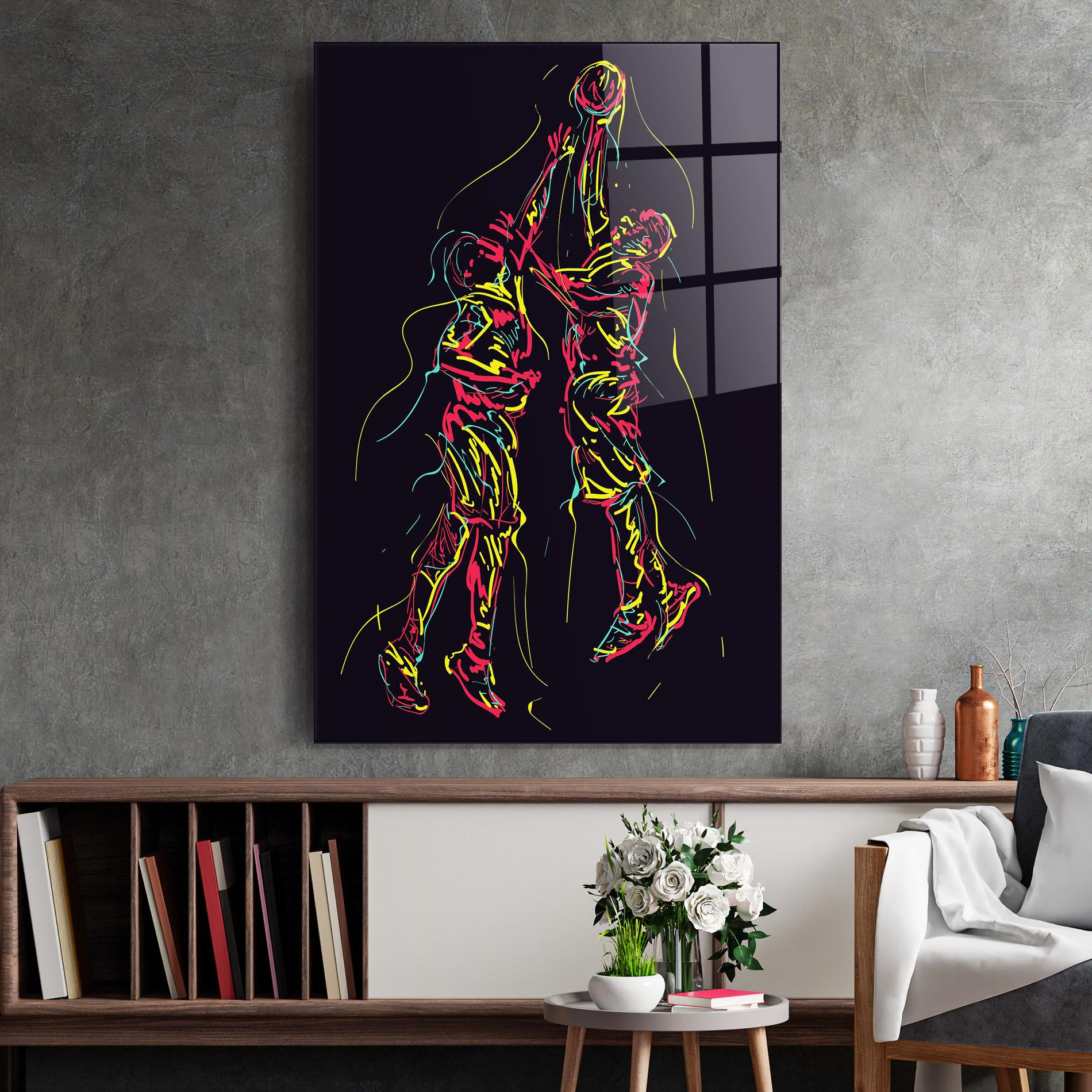 Tablou Sticla Basket Line Jump mockup 2