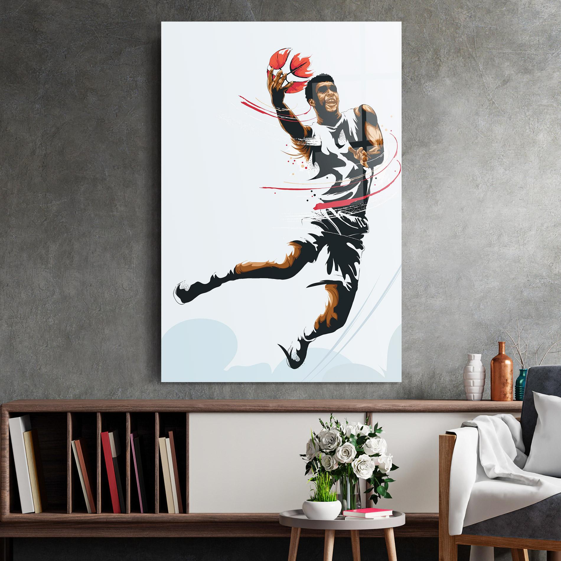 Tablou Sticla Basketball Shot mockup 2