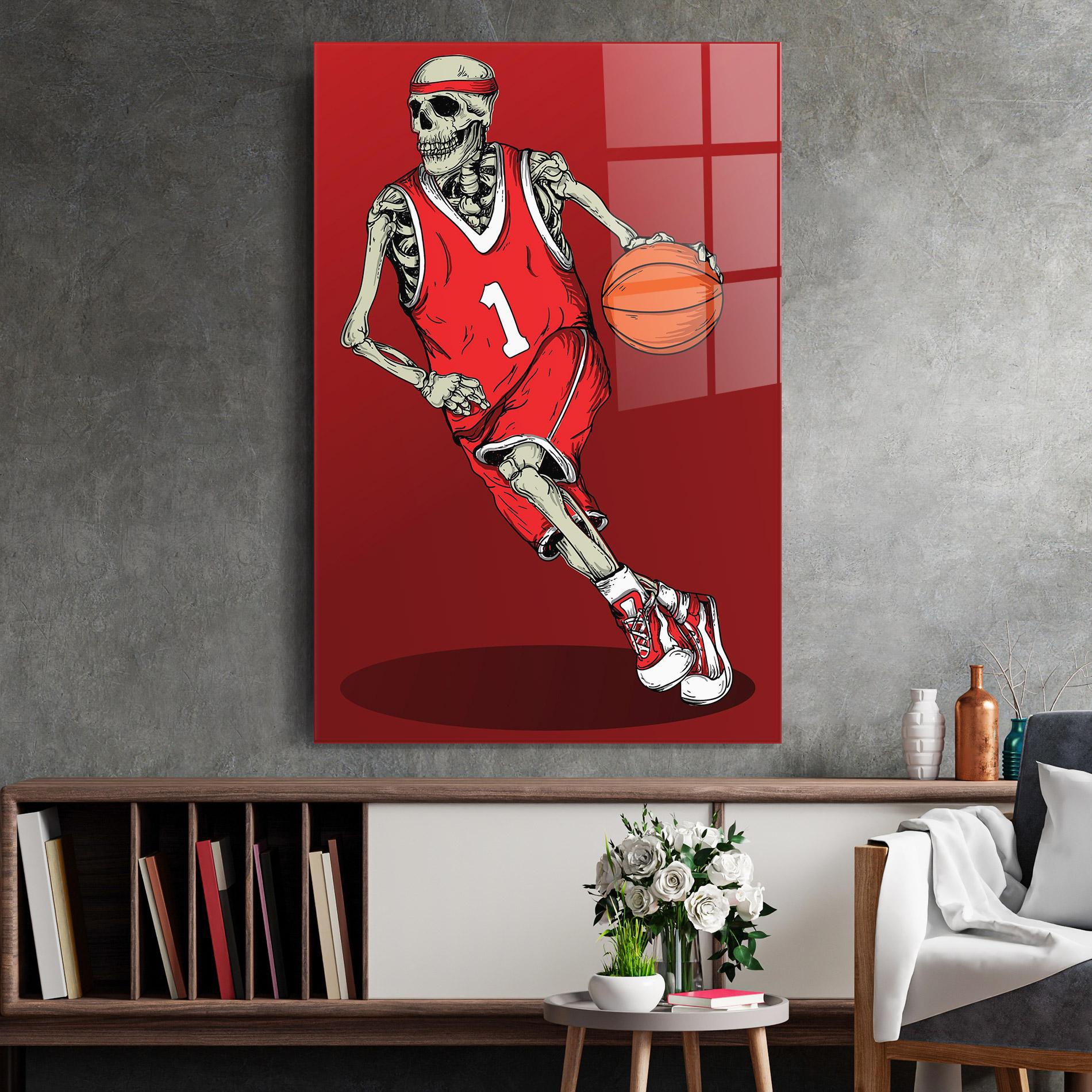 Tablou Sticla Basketball Skull mockup 2