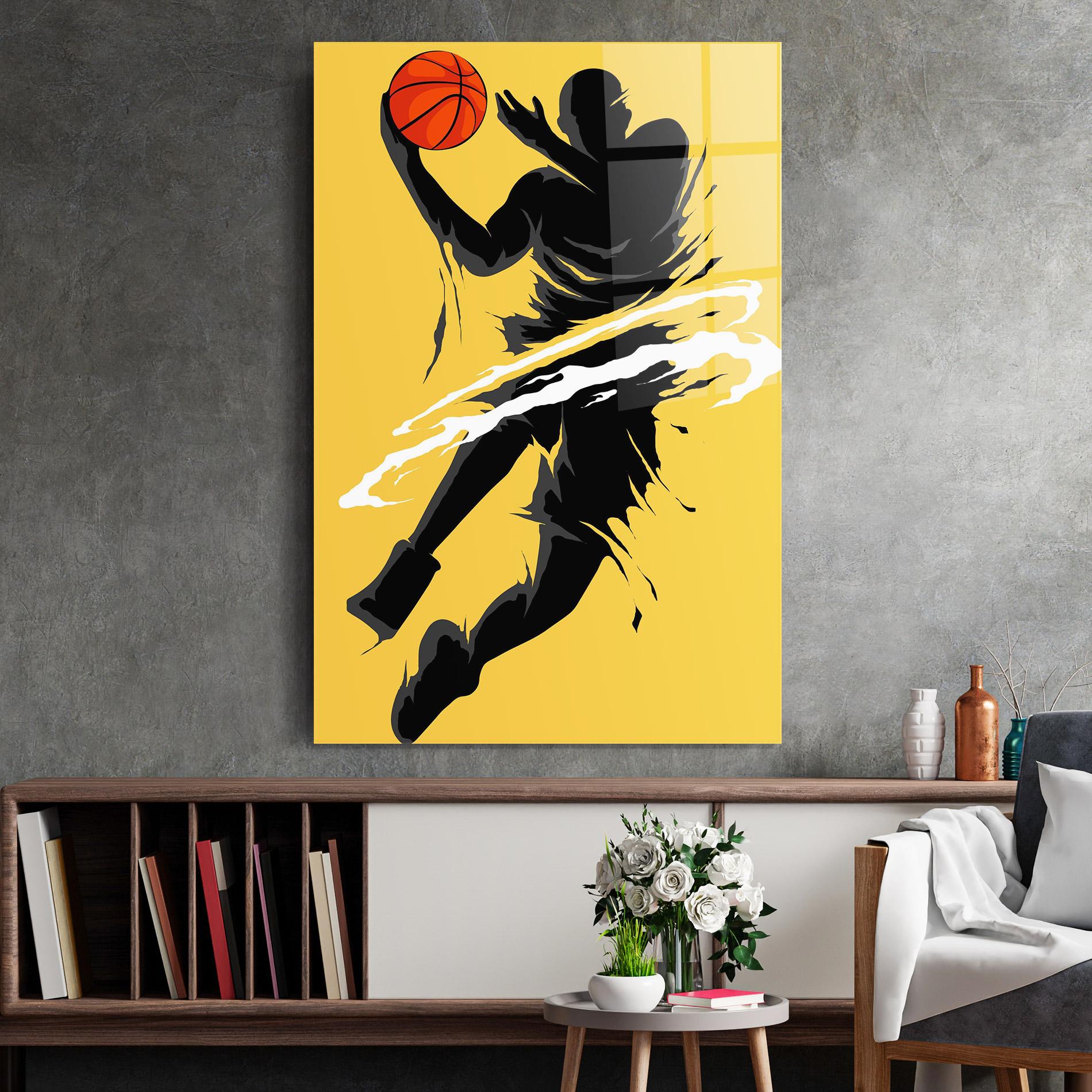 Tablou Sticla Basketball Smoke mockup 2