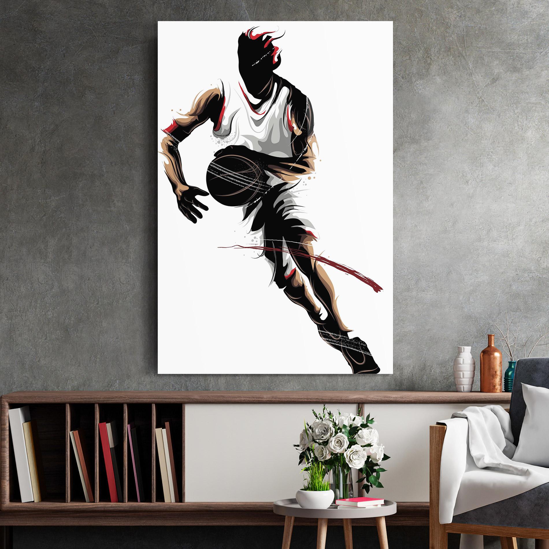 Tablou Sticla Dribbling Run mockup 2