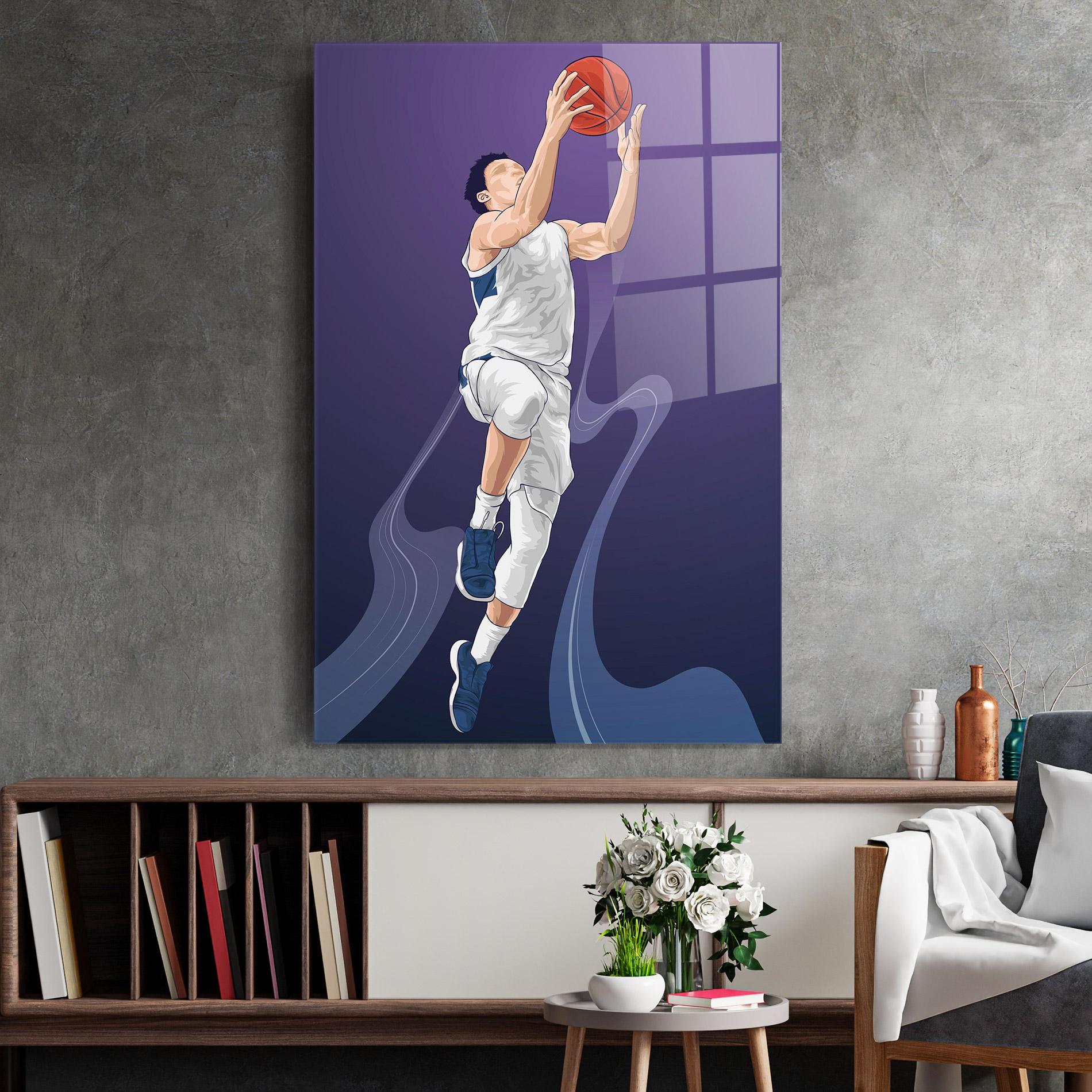 Tablou Sticla Flying Player mockup 2