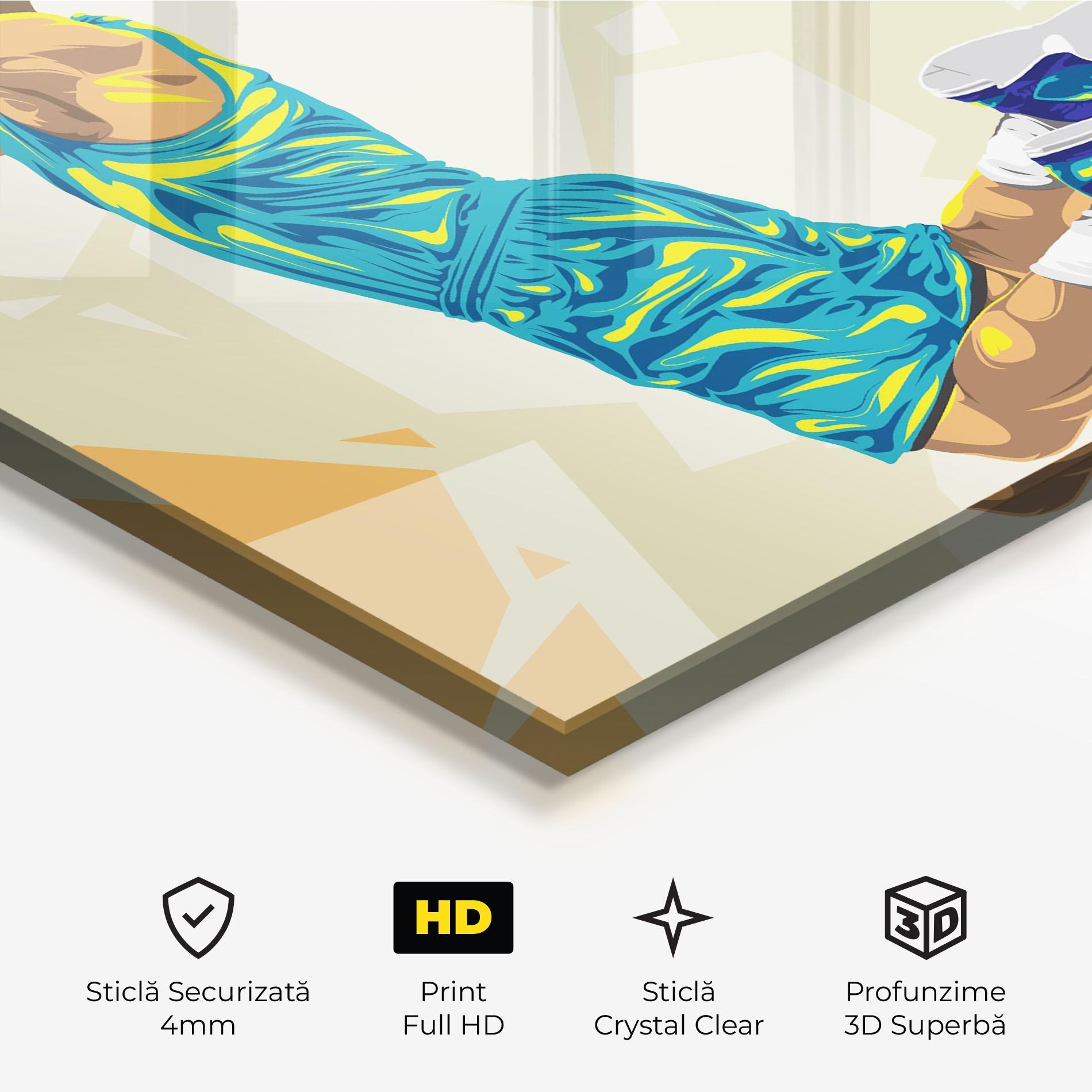 Tablou Sticla Basketball Dunk Pose mockup 3