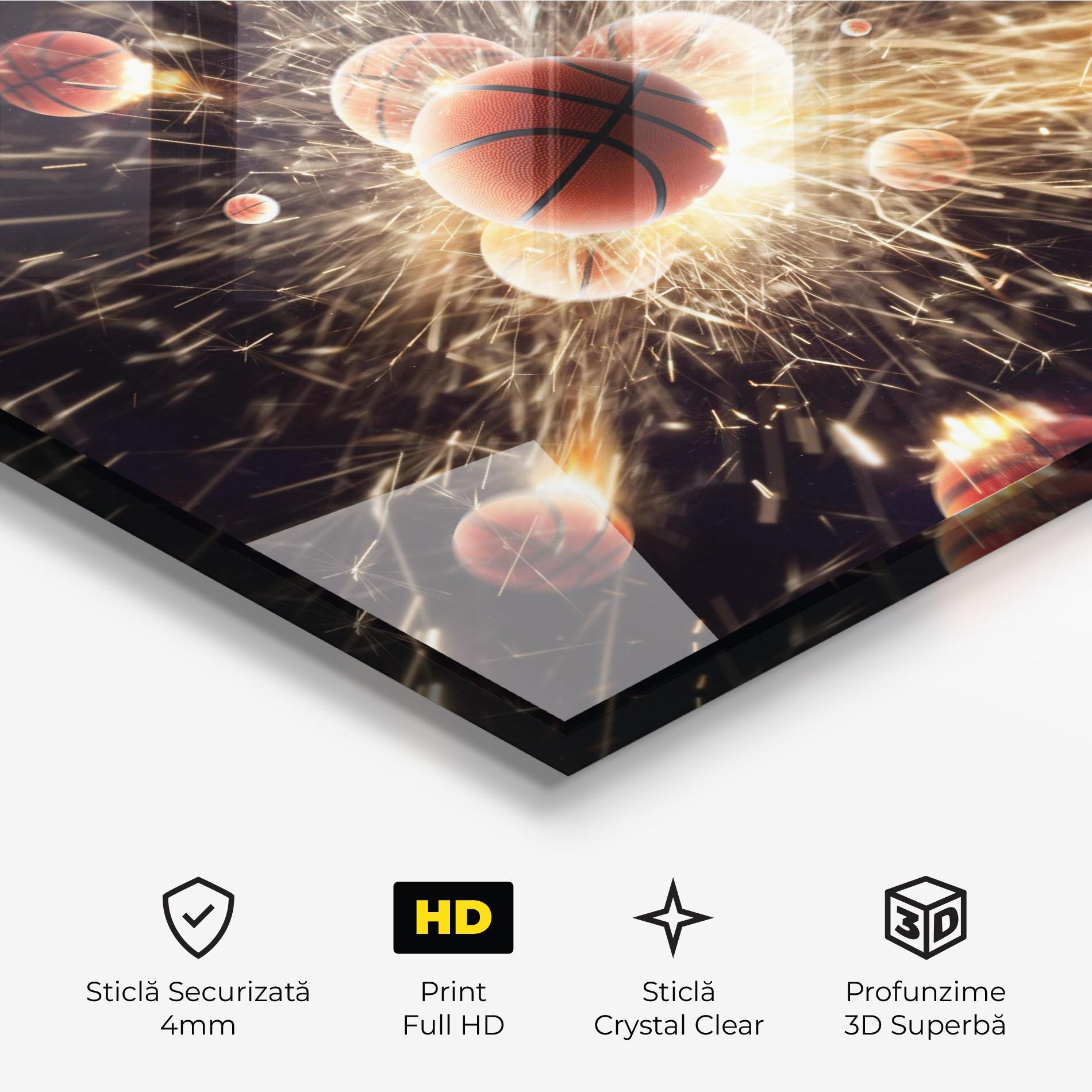 Tablou Sticla Basketball Explosion mockup 3