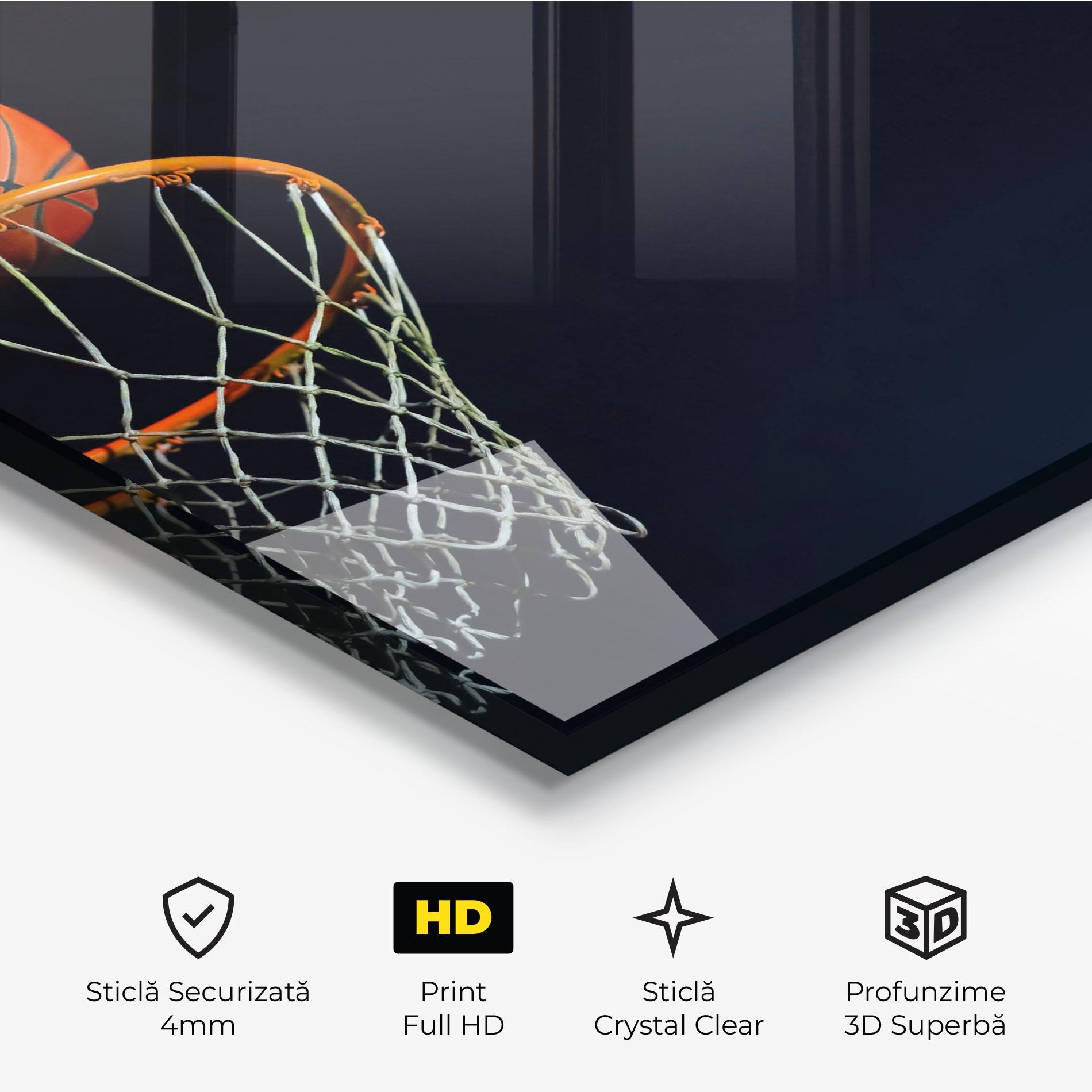 Tablou Sticla Basketball Hoop On Black mockup 3