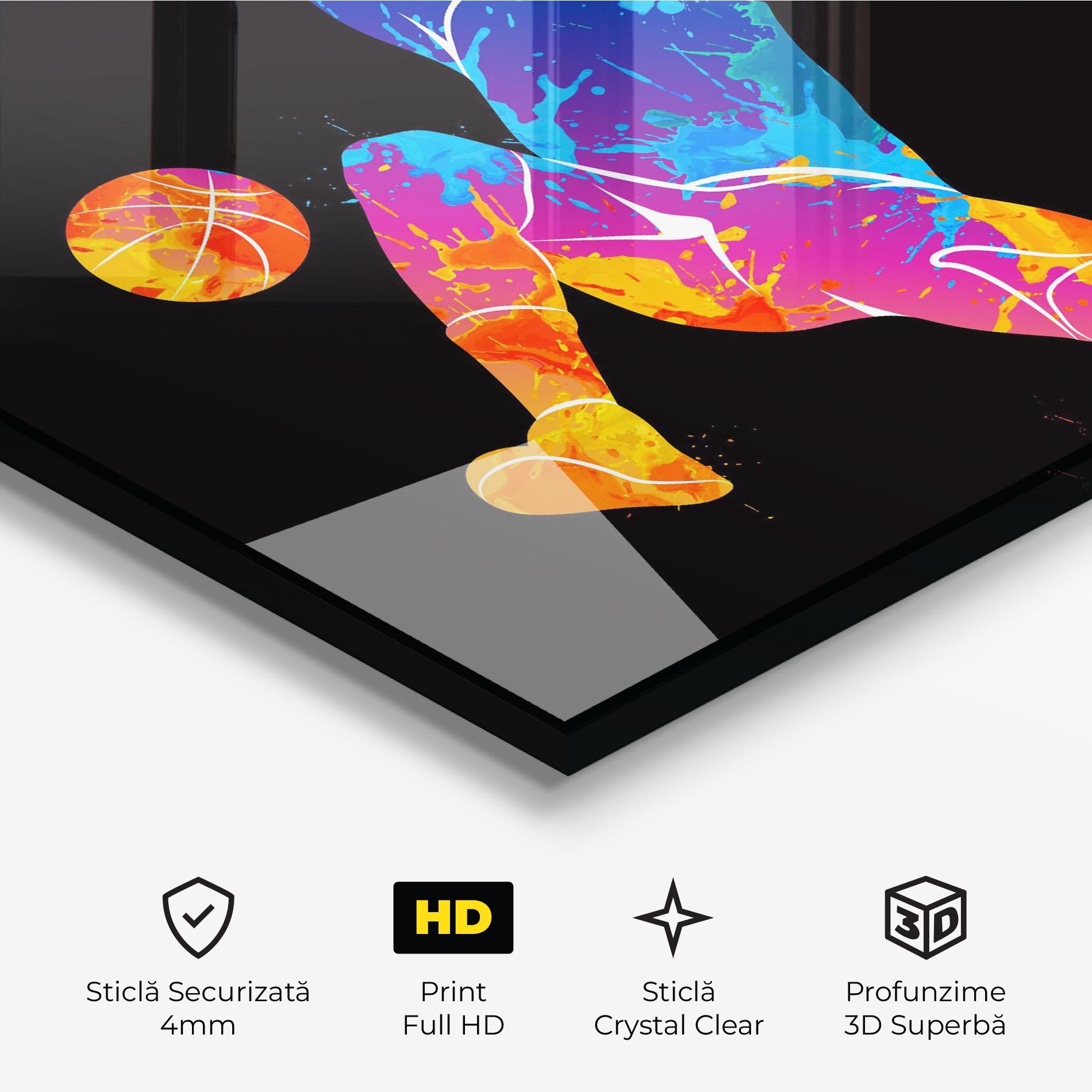 Tablou Sticla Blue Basket Hoop mockup 3