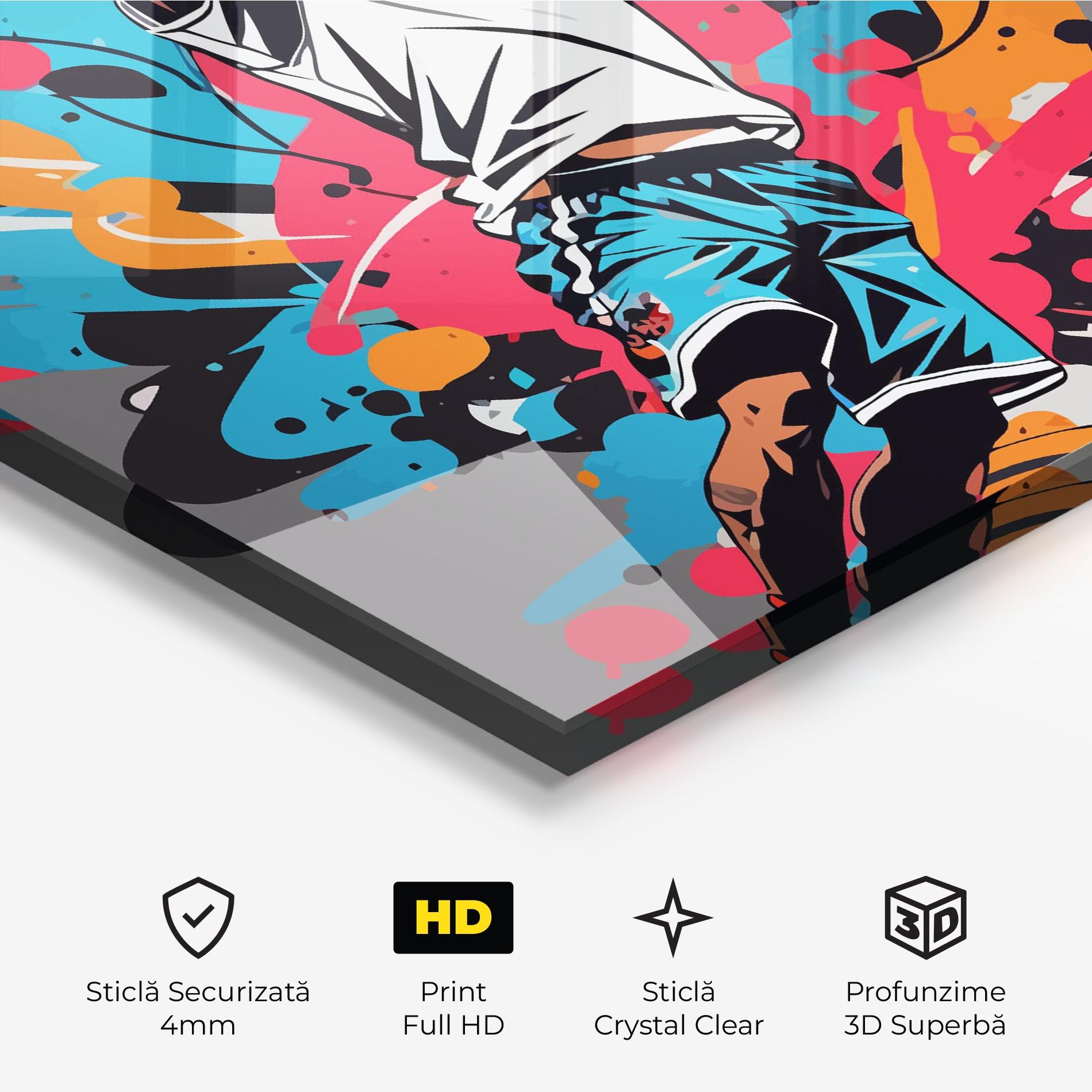 Tablou Sticla Blue Red Basket mockup 3