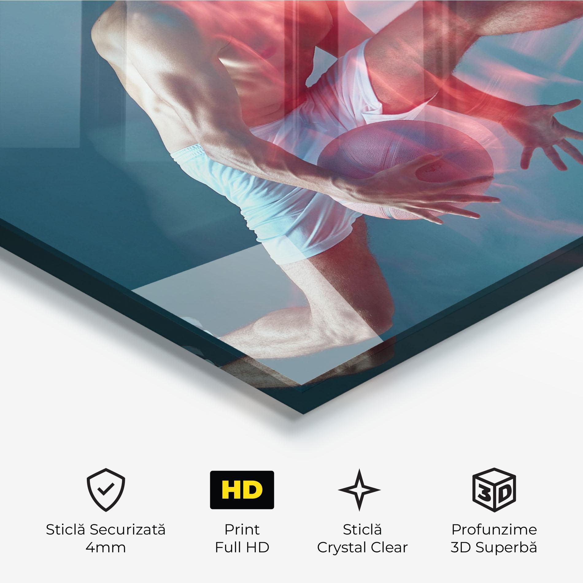 Tablou Sticla Fire Basketball Player mockup 3