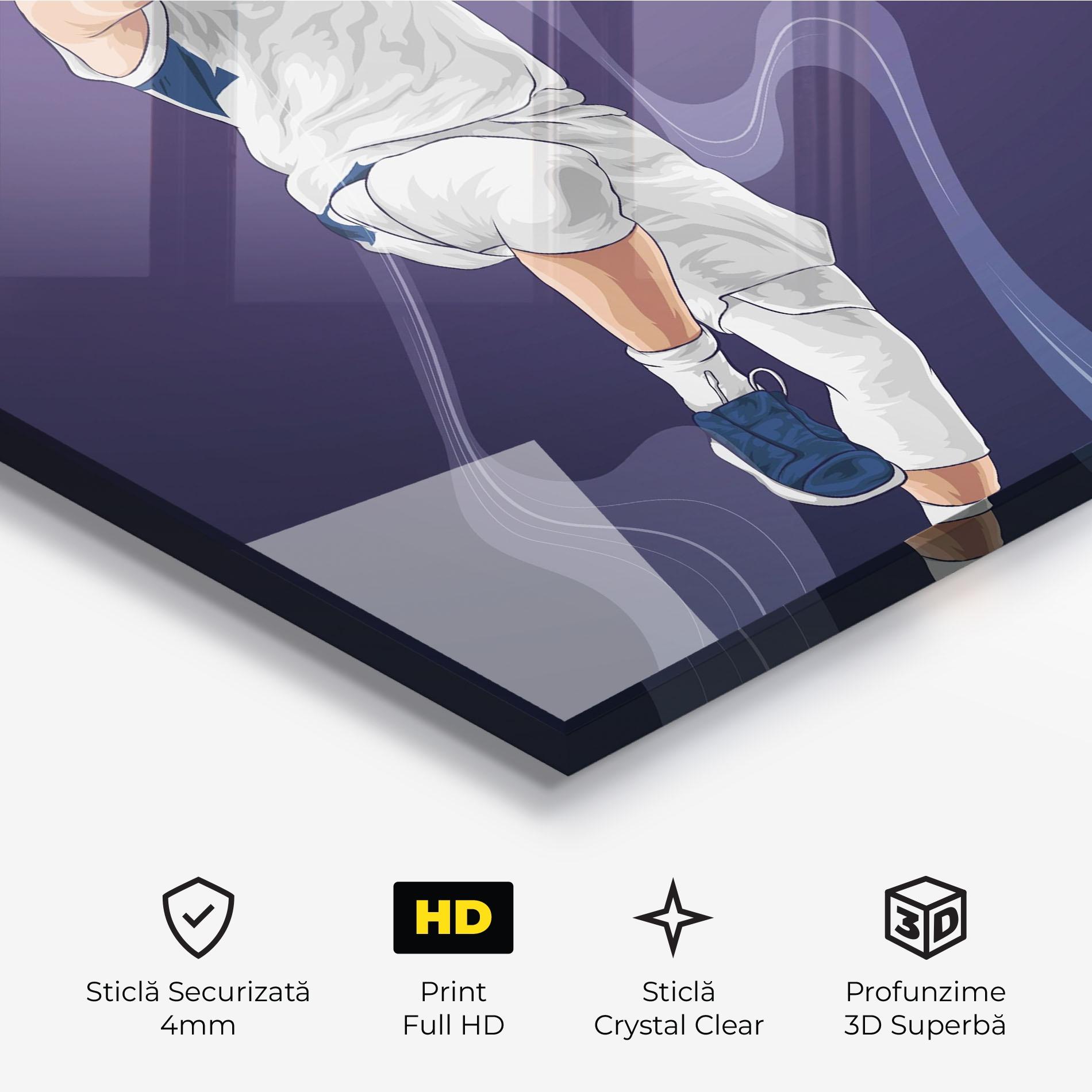 Tablou Sticla Flying Player mockup 3