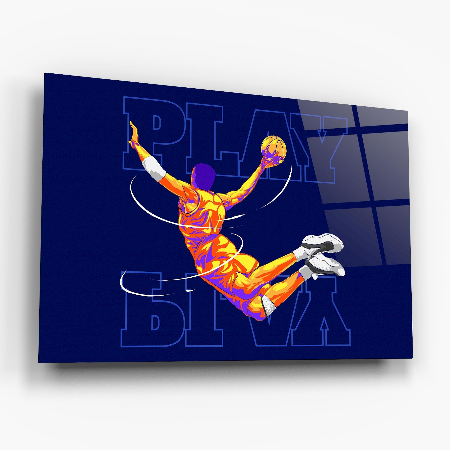 Tablou Sticla Basketball Blue mockup 6