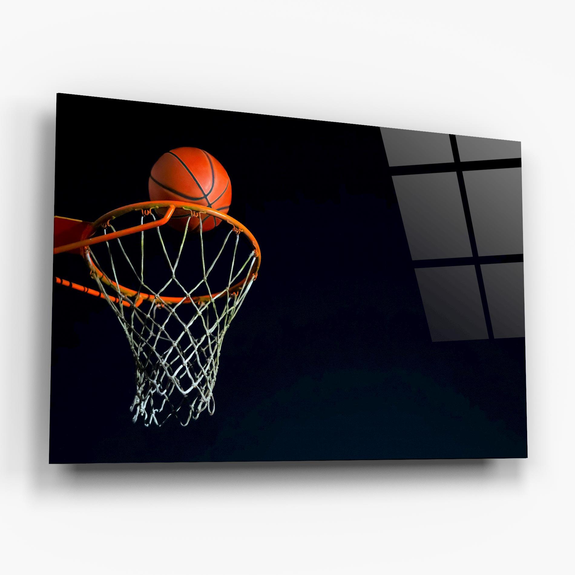 Tablou Sticla Basketball Hoop On Black mockup 6