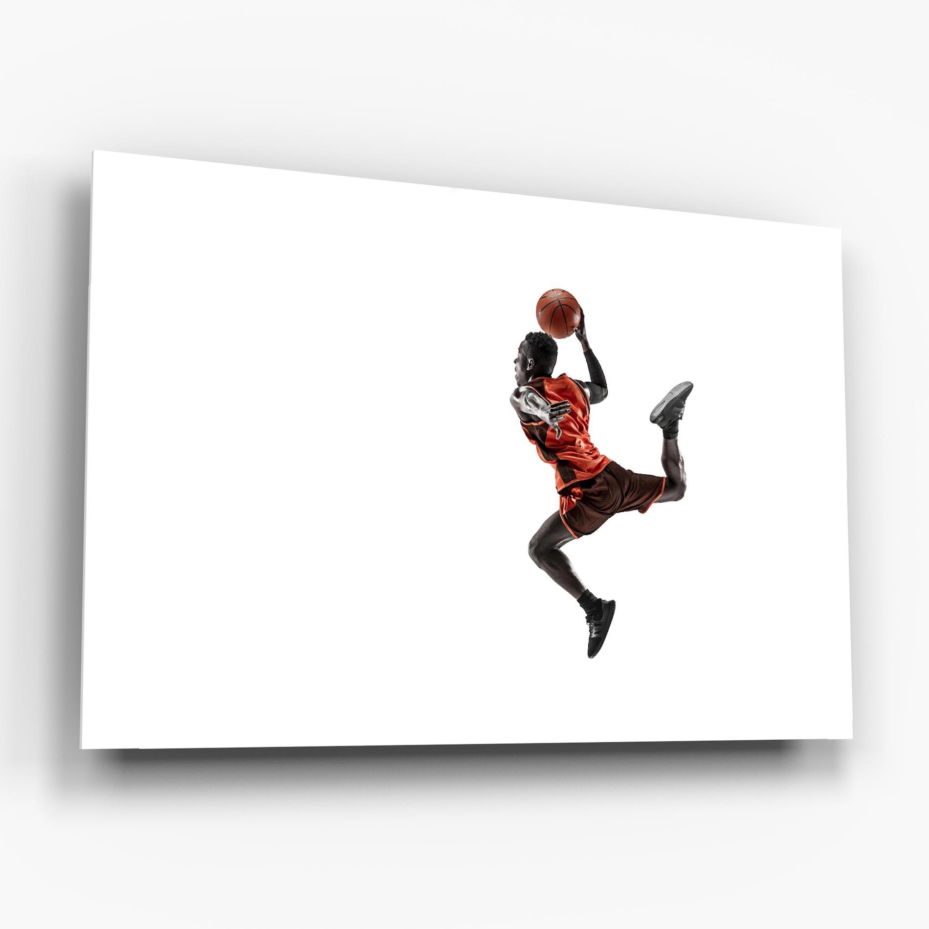Tablou Sticla Basketball Player Flying mockup 6