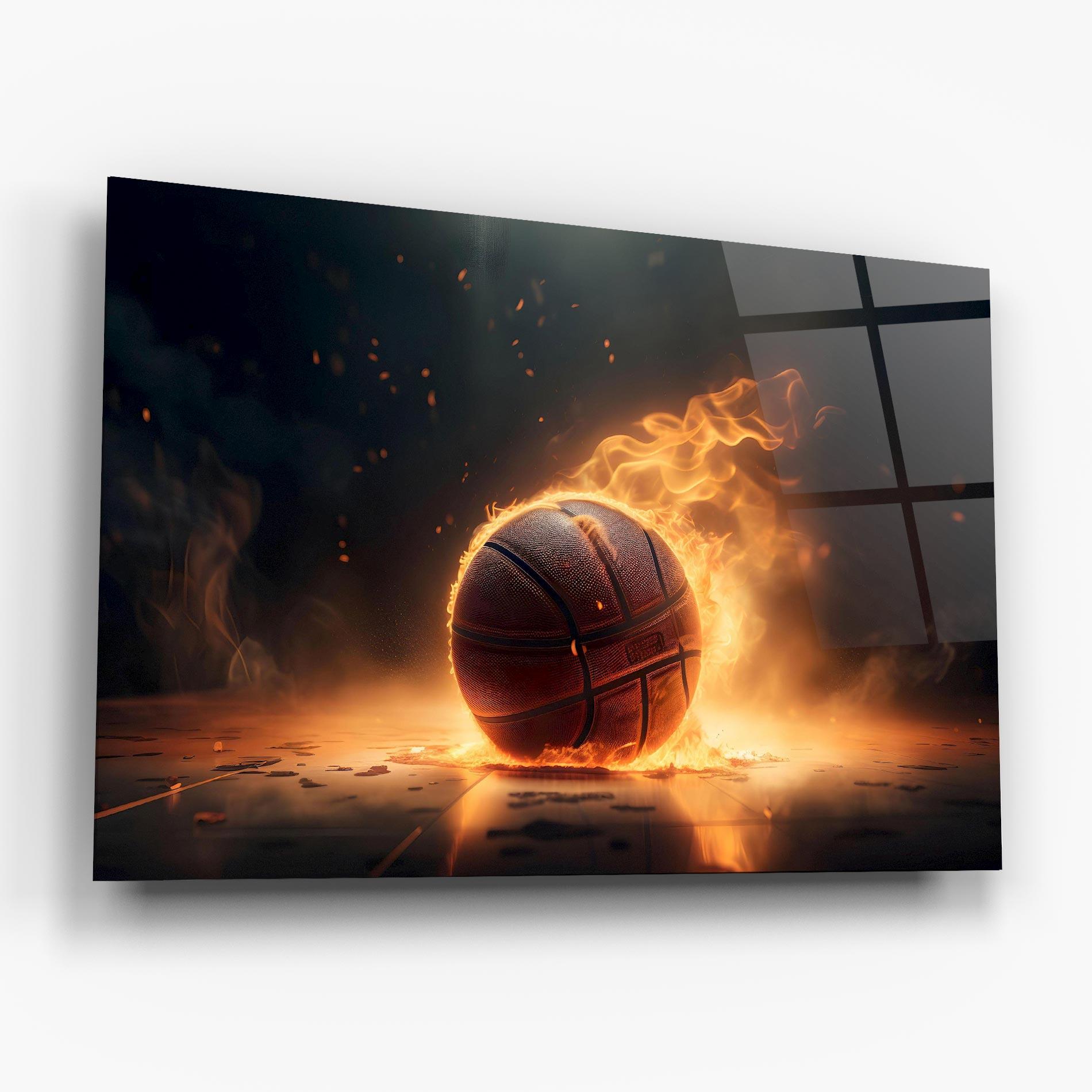 Tablou Sticla Fire Basketball mockup 6