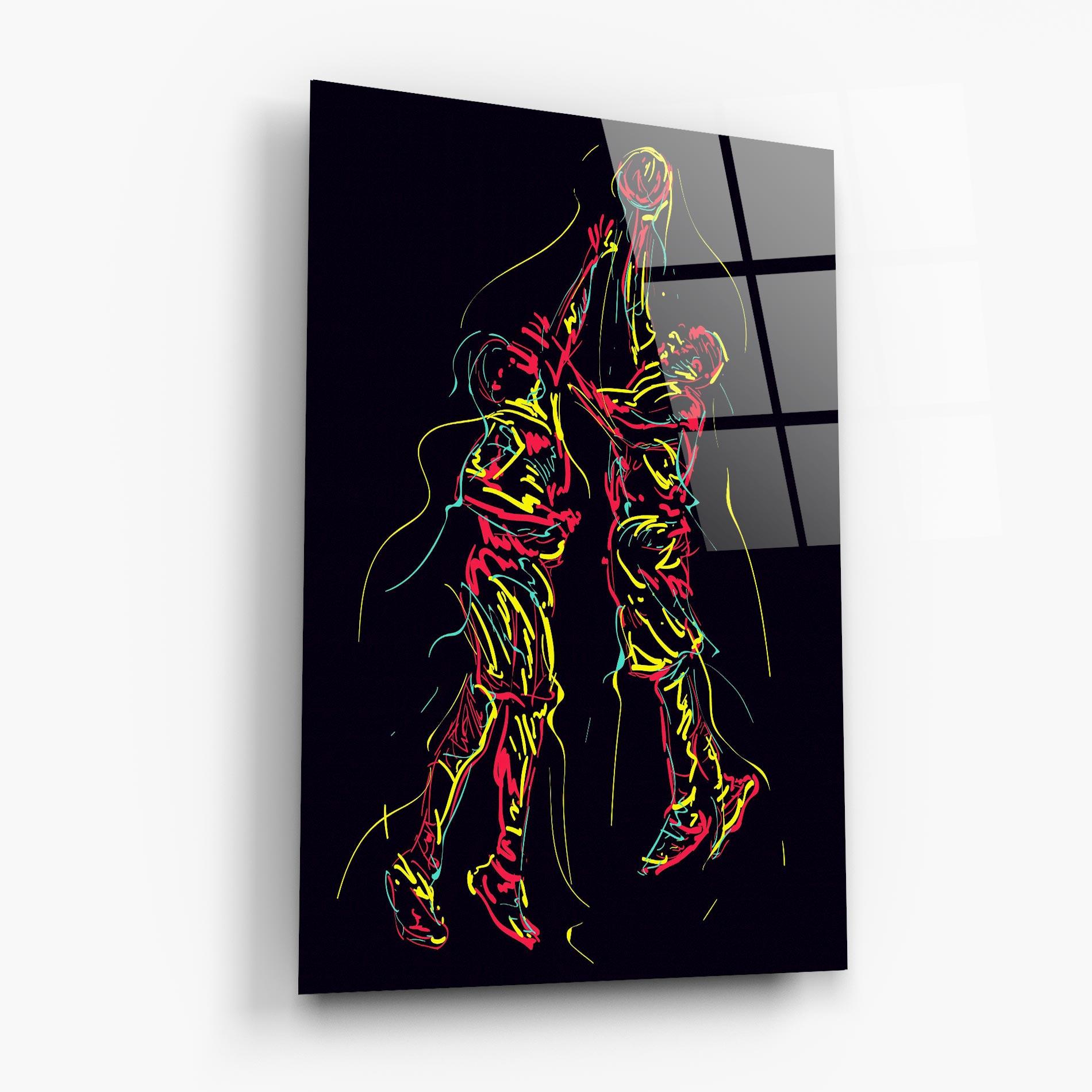 Tablou Sticla Basket Line Jump mockup 6