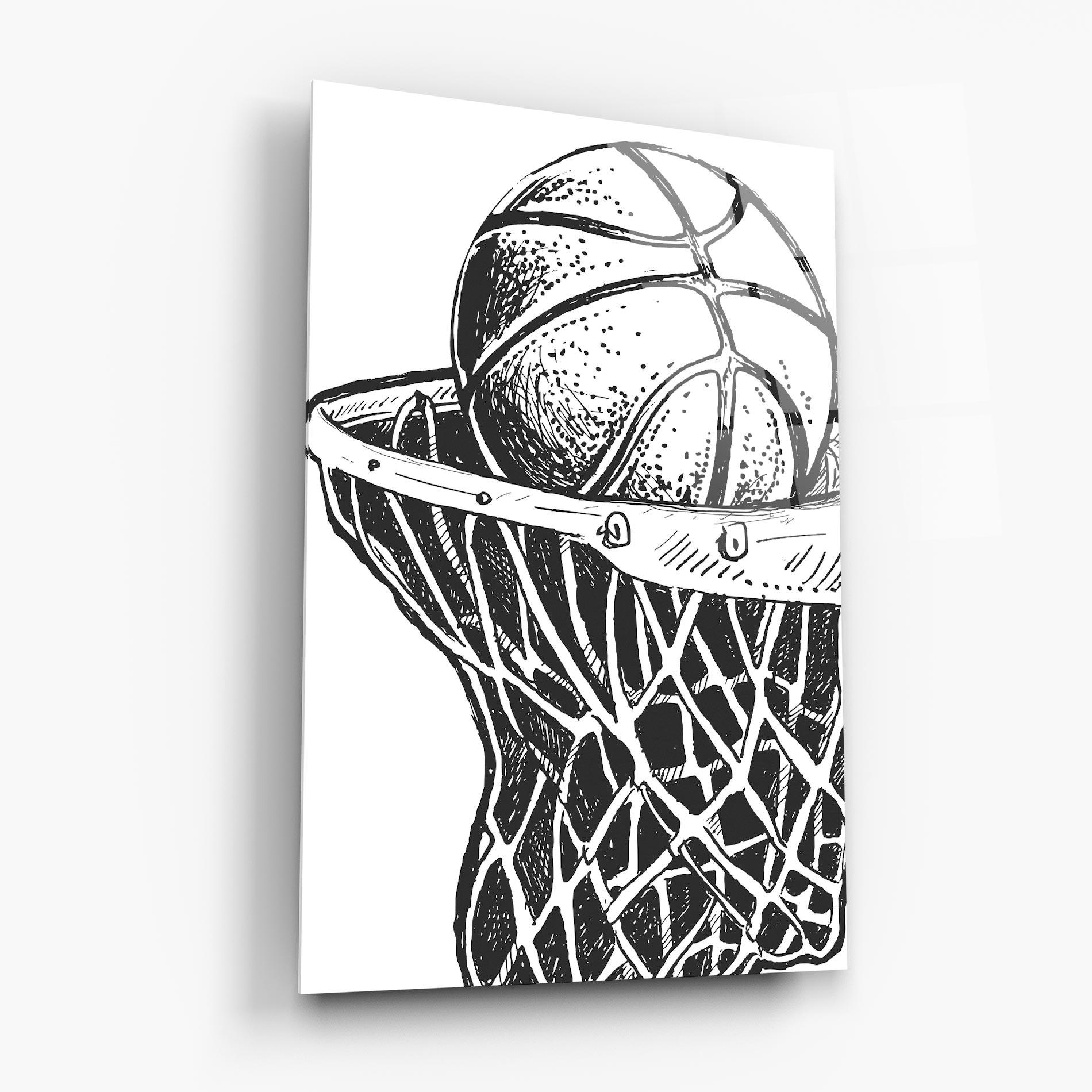Tablou Sticla Basketball Grey Hoop mockup 6
