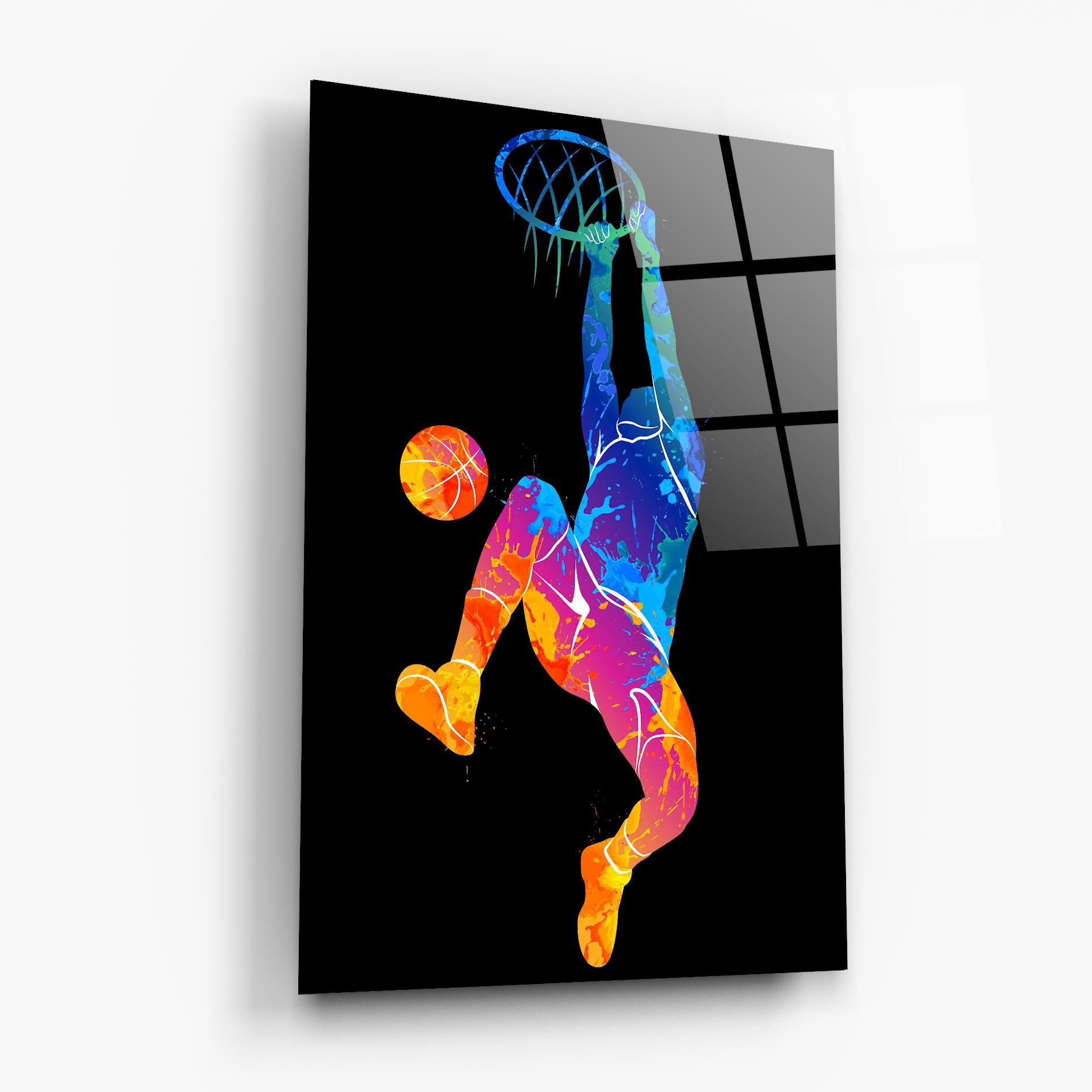 Tablou Sticla Blue Basket Hoop mockup 6