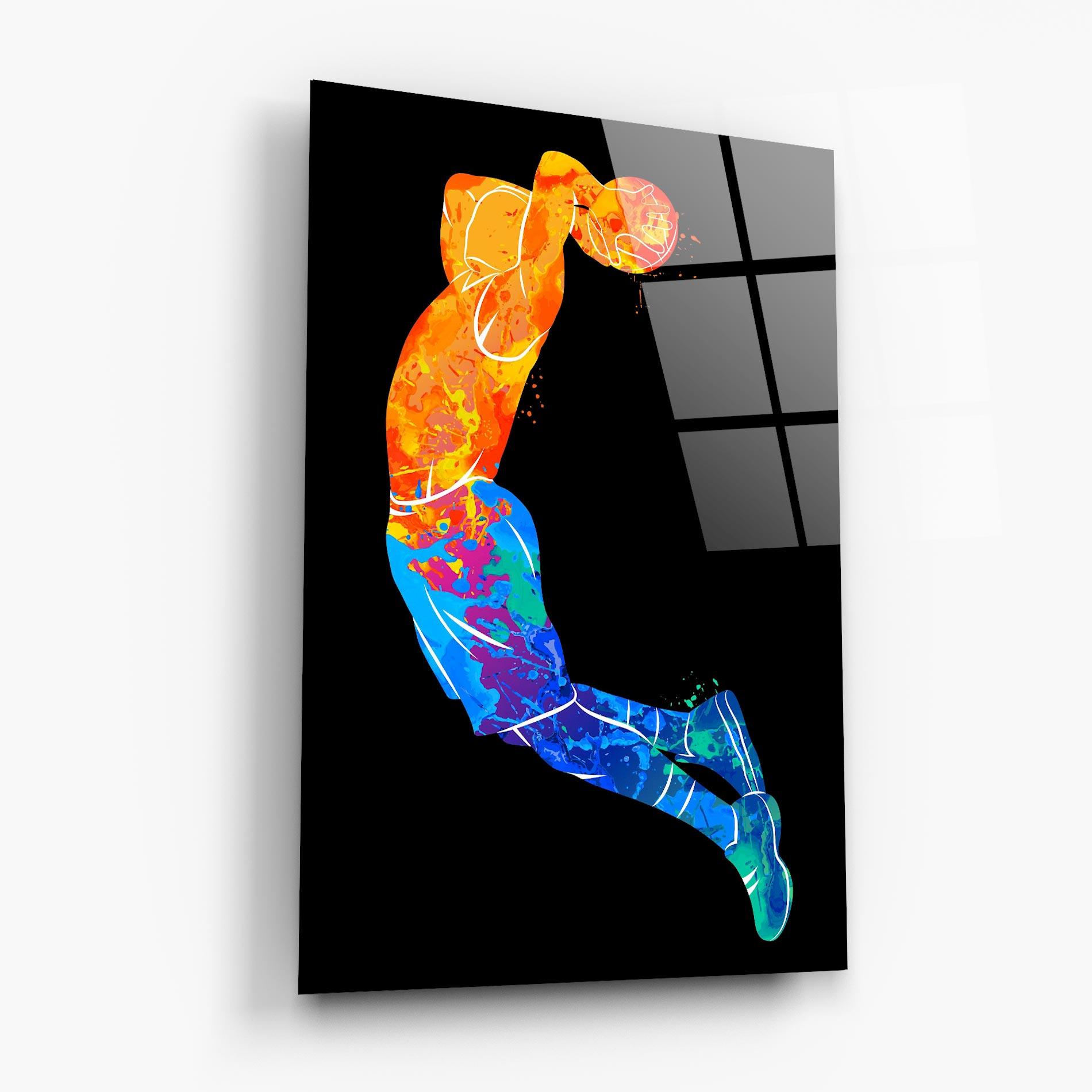 Tablou Sticla Blue Orange Basket mockup 6