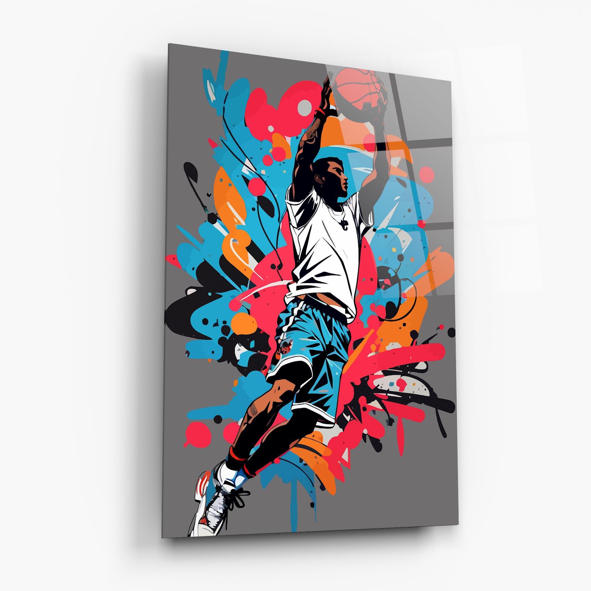 Tablou Sticla Blue Red Basket mockup 6