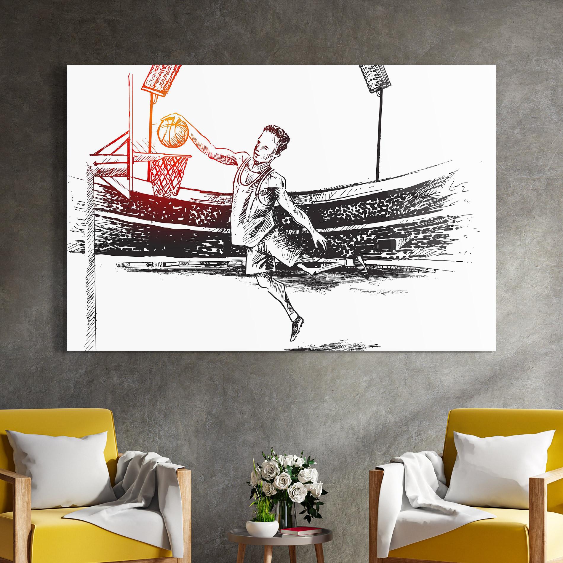 Tablou Sticla Basket Arena mockup 4