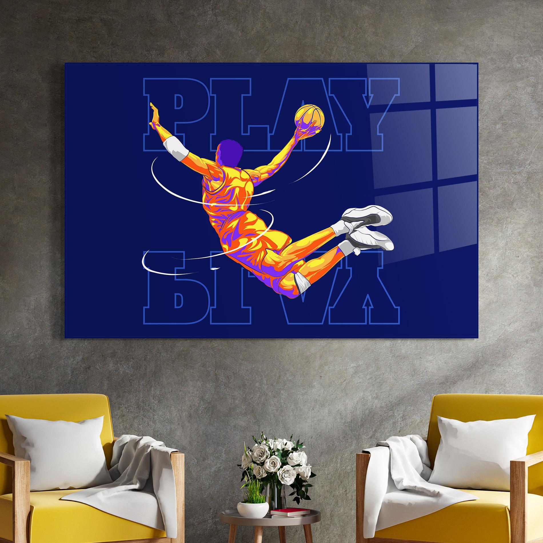 Tablou Sticla Basketball Blue mockup 4