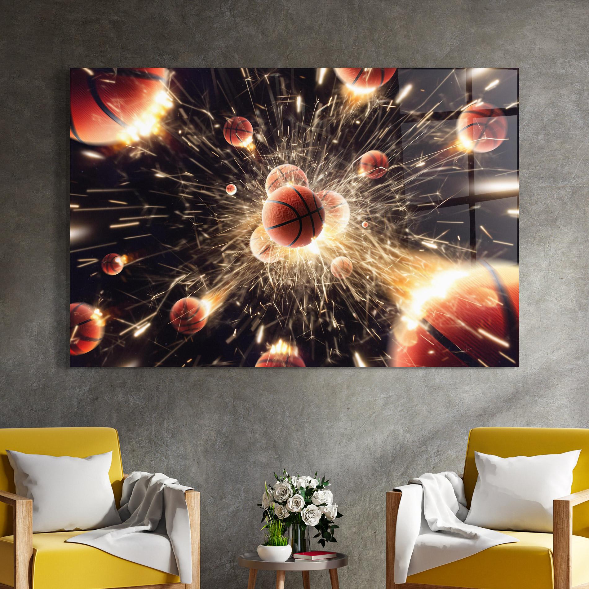 Tablou Sticla Basketball Explosion mockup 4