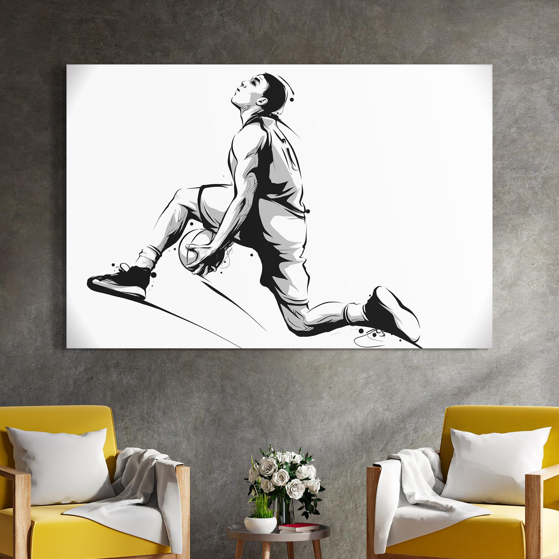 Tablou Sticla Basketball Player Jump mockup 4