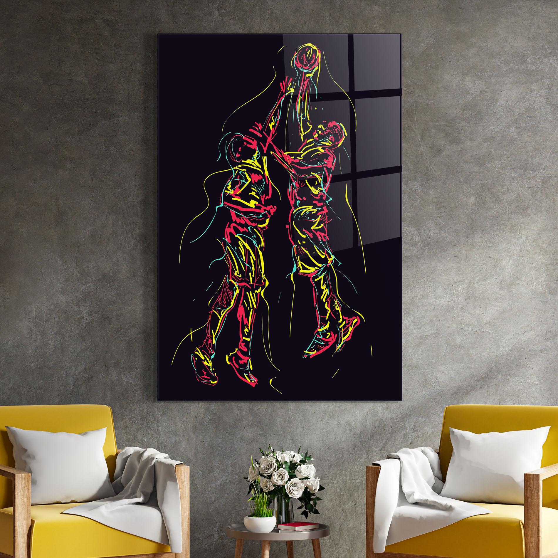 Tablou Sticla Basket Line Jump mockup 4