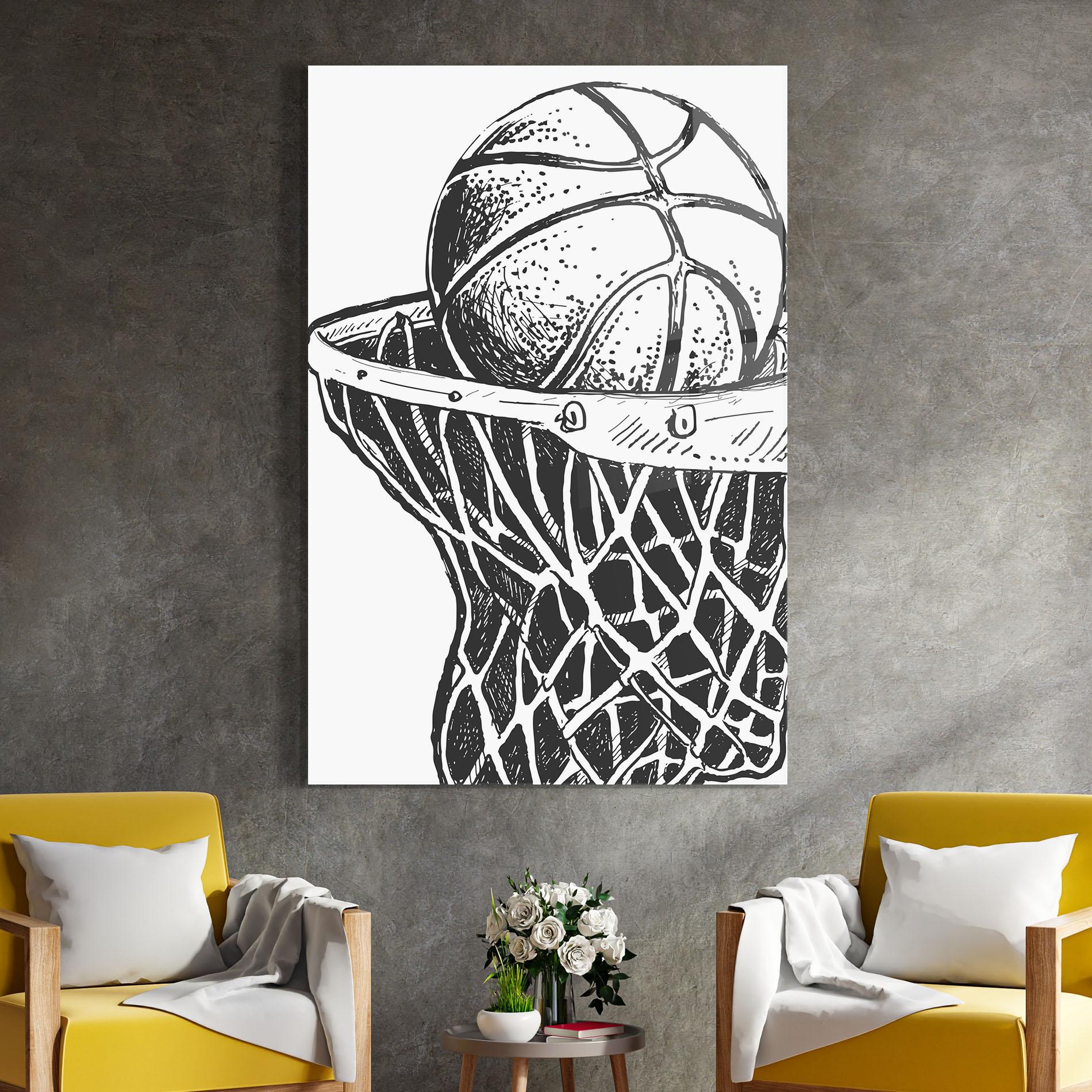 Tablou Sticla Basketball Grey Hoop mockup 4