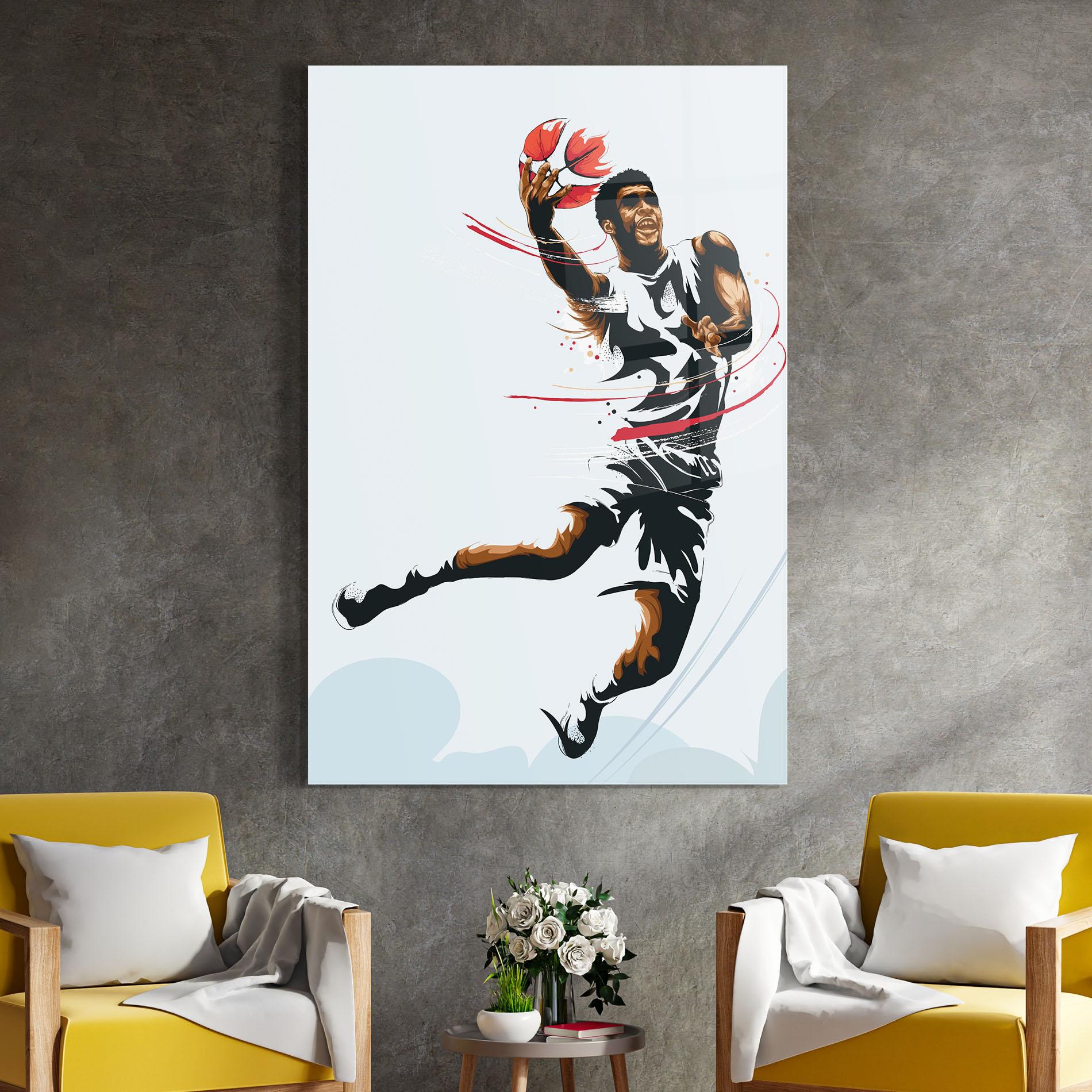 Tablou Sticla Basketball Shot mockup 4