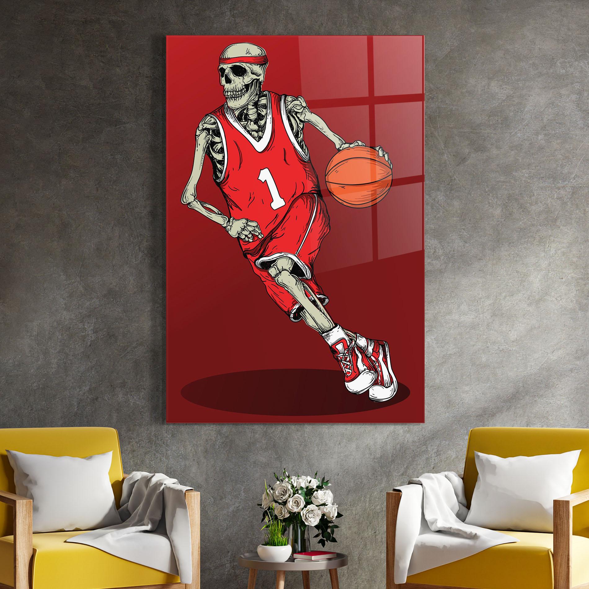 Tablou Sticla Basketball Skull mockup 4