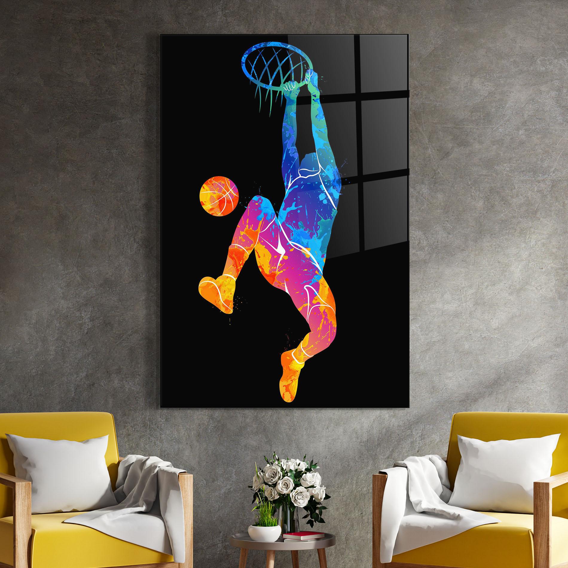 Tablou Sticla Blue Basket Hoop mockup 4