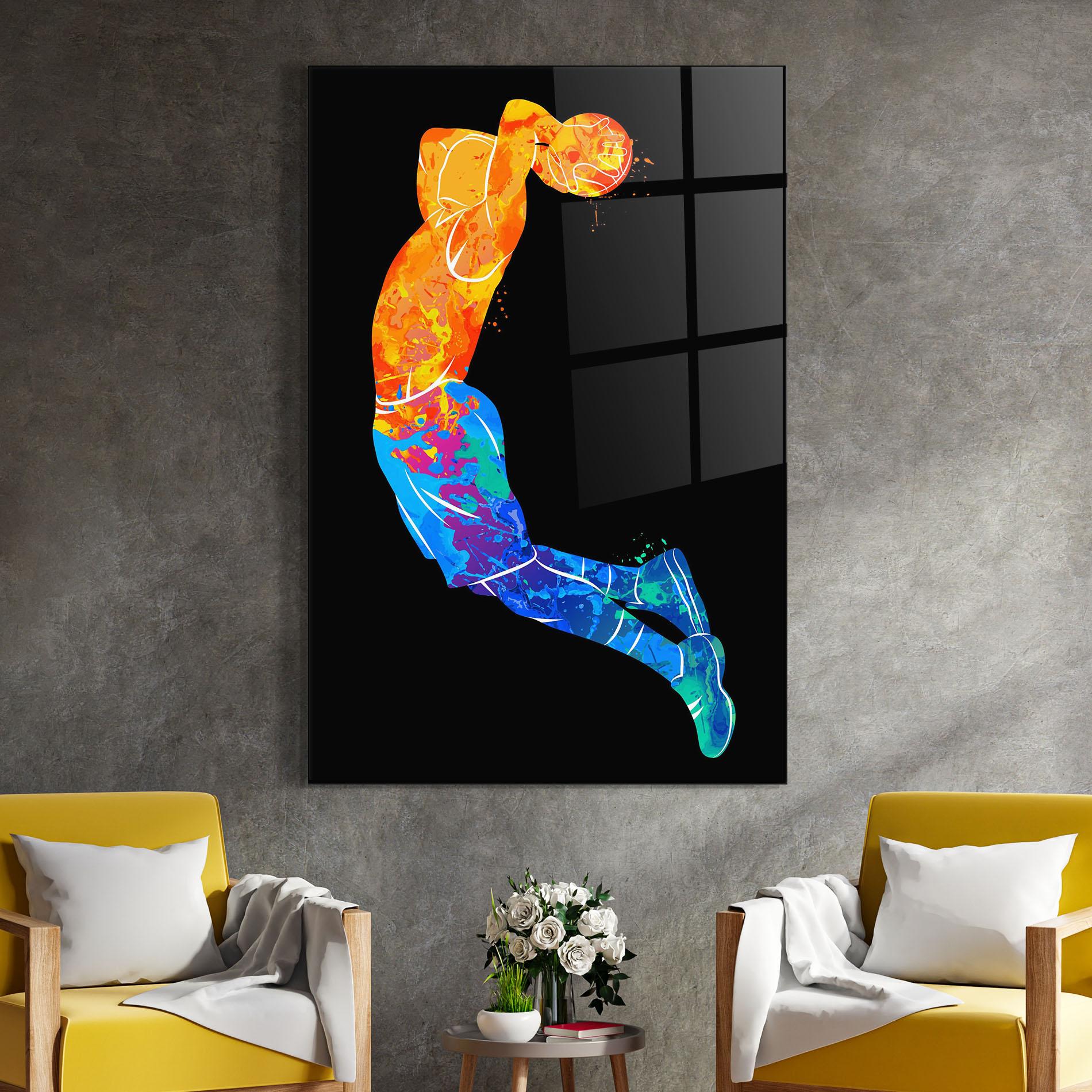 Tablou Sticla Blue Orange Basket mockup 4