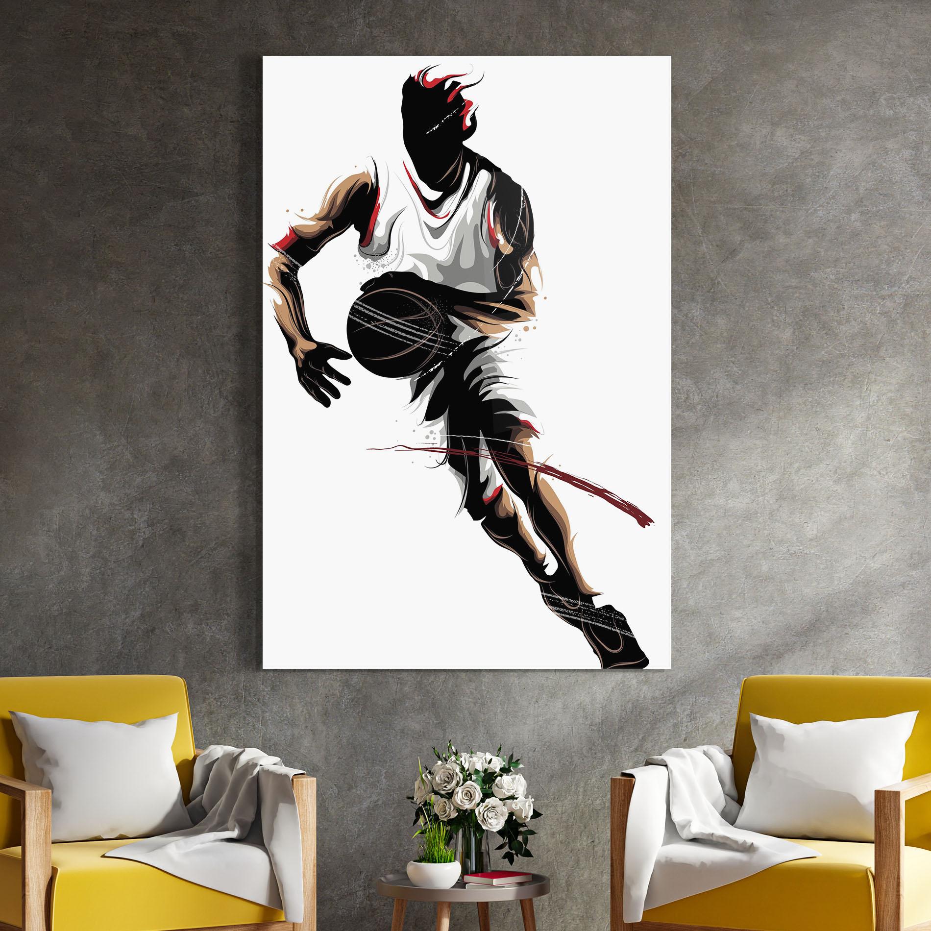 Tablou Sticla Dribbling Run mockup 4