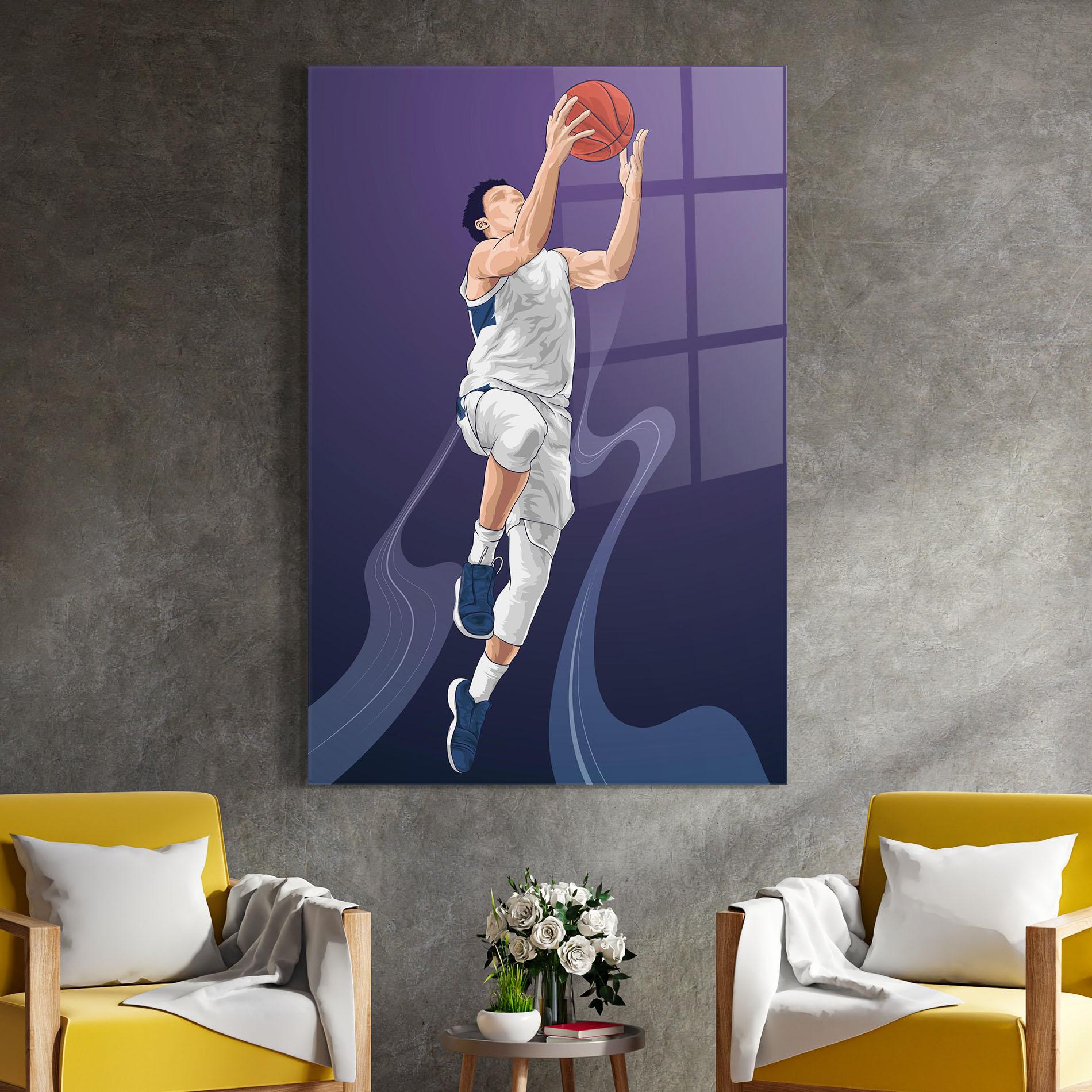 Tablou Sticla Flying Player mockup 4