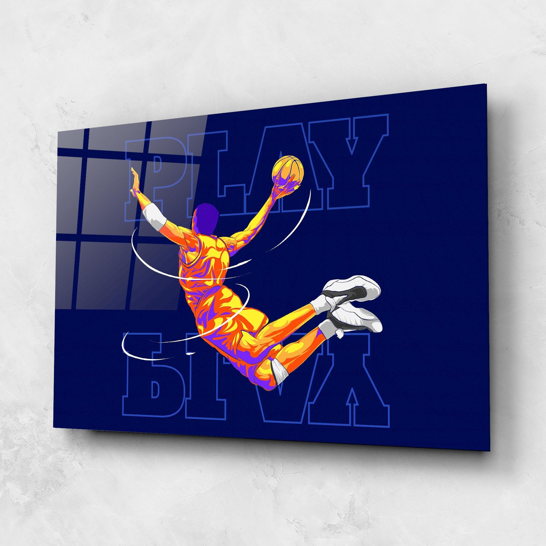 Tablou Sticla Basketball Blue mockup 1