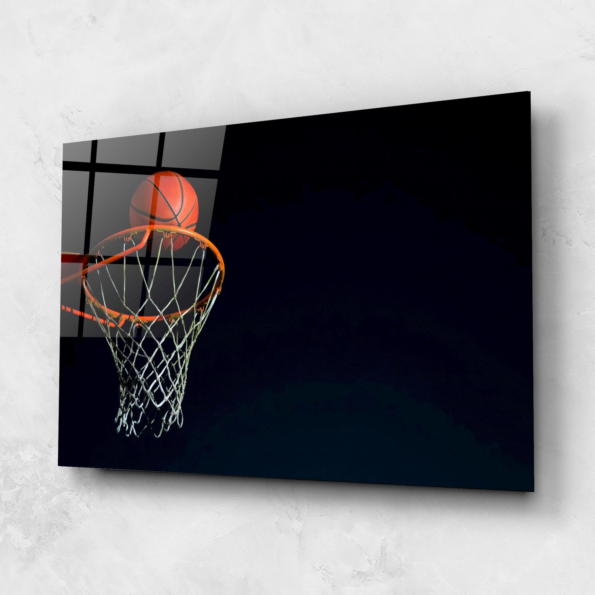 Tablou Sticla Basketball Hoop On Black mockup 1