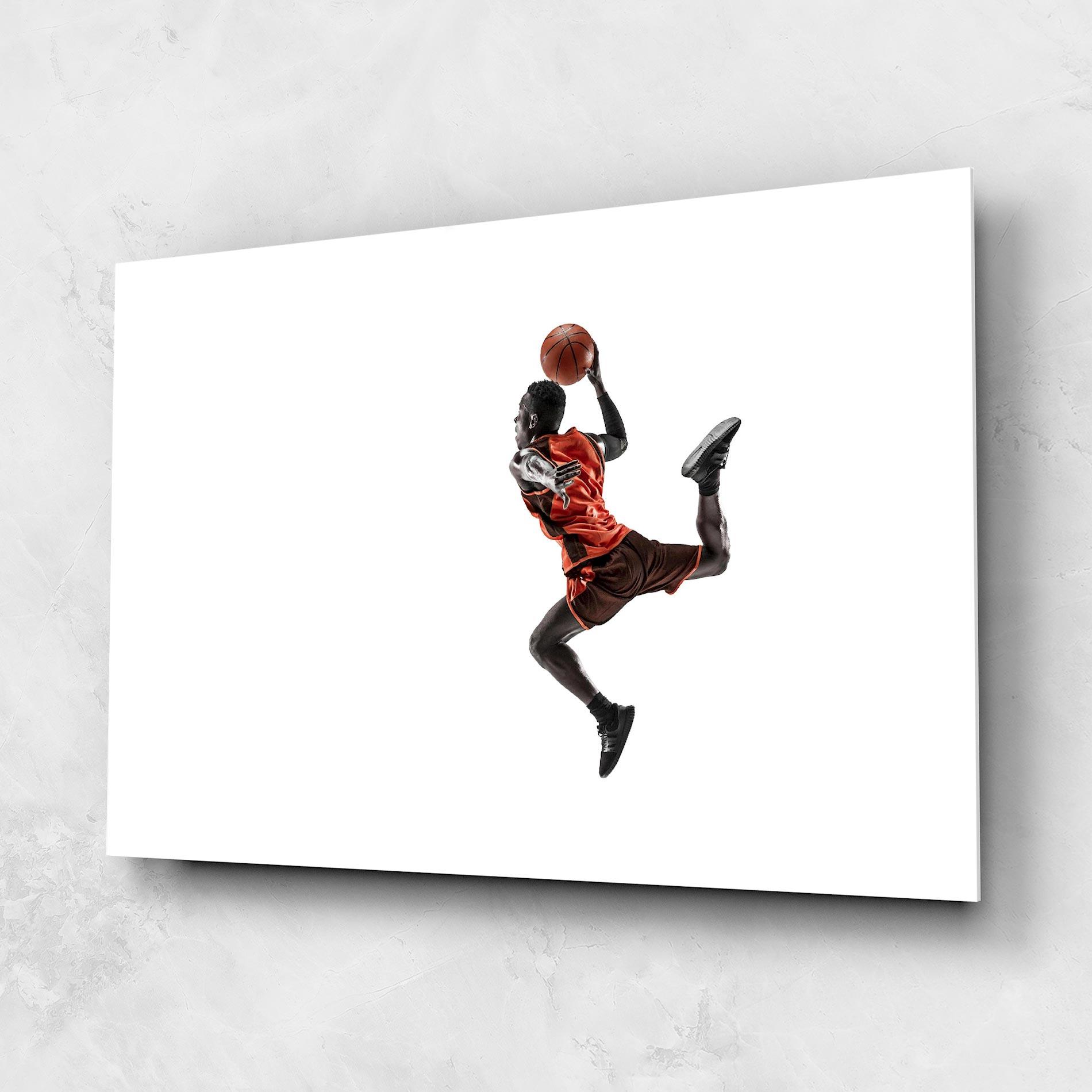 Tablou Sticla Basketball Player Flying mockup 1